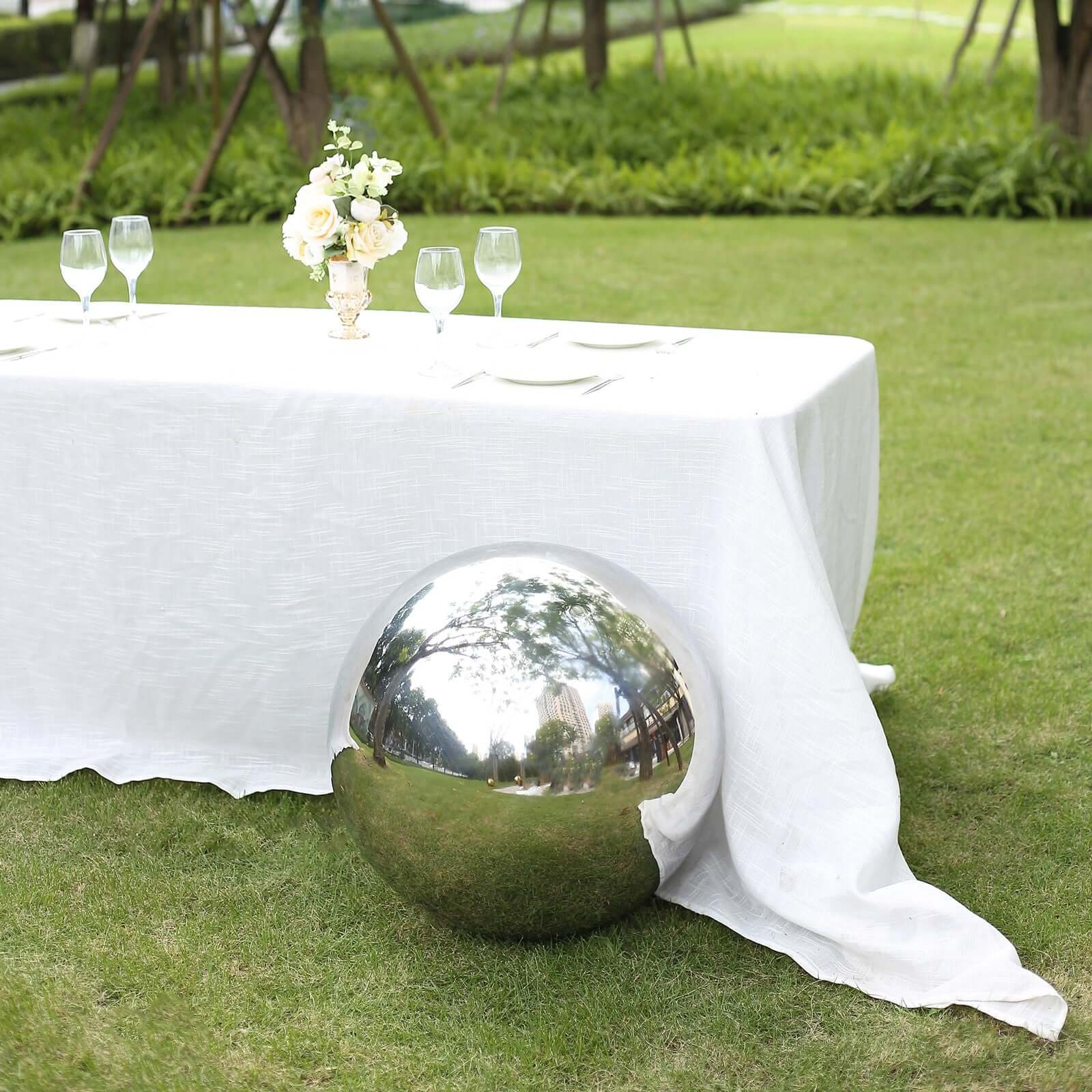 Gazing Globe Mirror Ball Reflective Hollow Stainless Steel Silver Sphere - Decorative Garden Accent Piece 20"