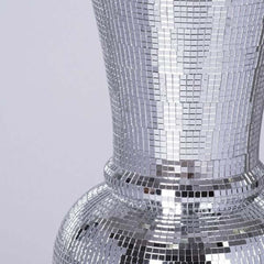 Polystone Urn Floor Vase Mosaic Mirror Design Silver - Stylish Decorative Centerpiece for Weddings 2ft