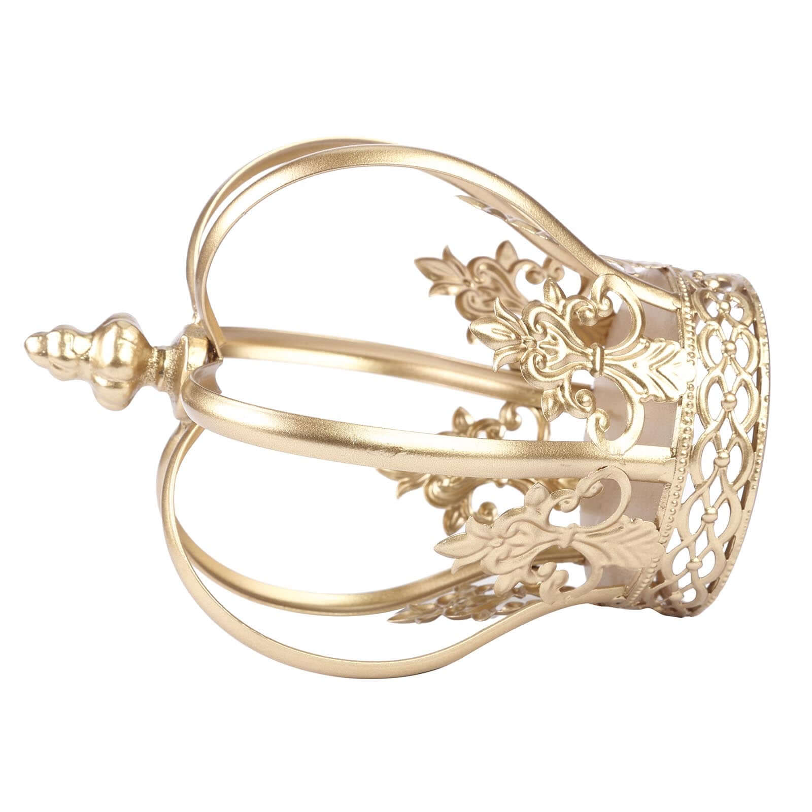 Metal Royal Crown Cake Topper Gold - Stunning Cake Centerpiece Decoration with Intricate Fleur-De-Lis Sides for Glamorous Events & Special Occasions 8"