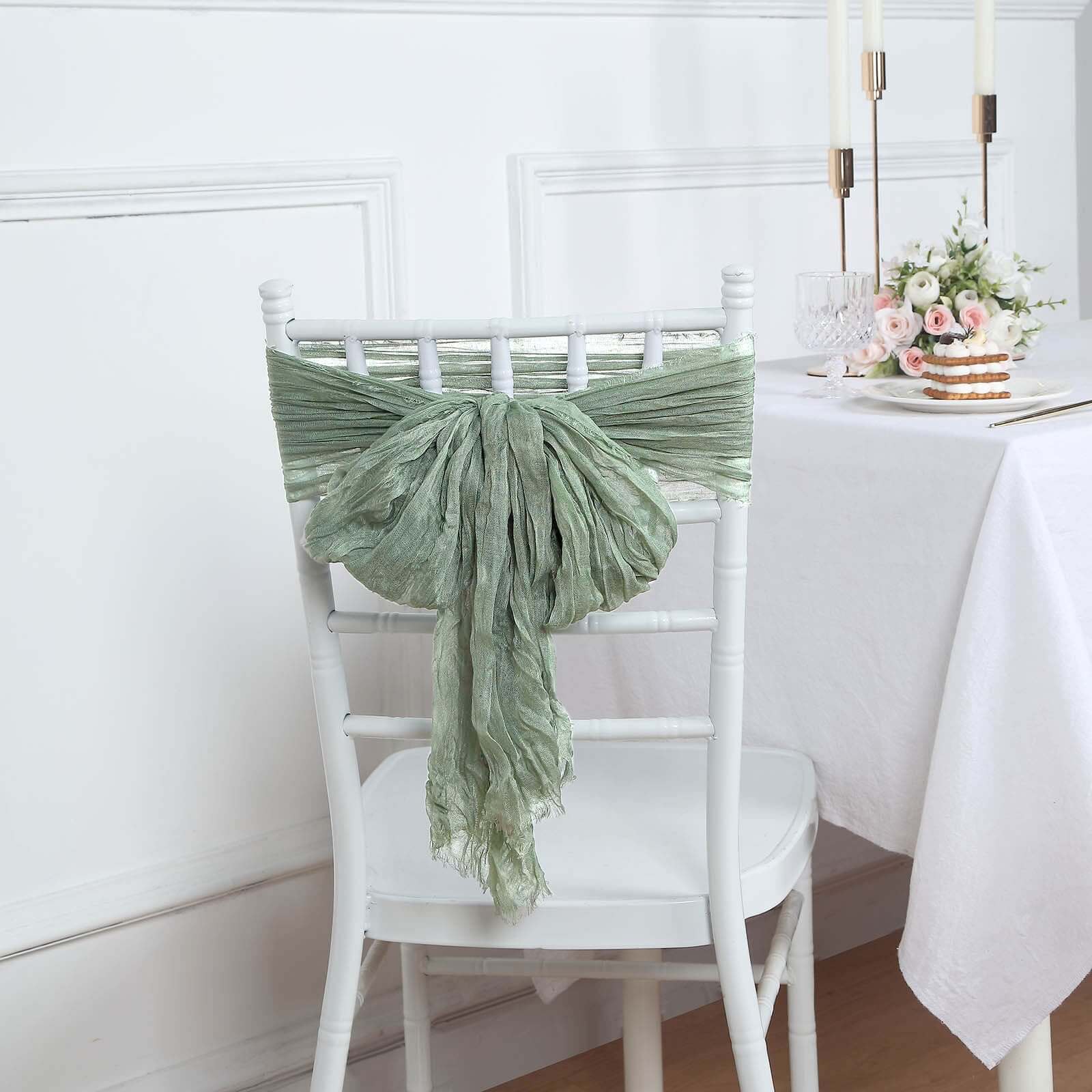 5 Pack Cheesecloth Gauze 16"x88" Chair Sashes Dusty Sage Green - Boho Chair Decorations