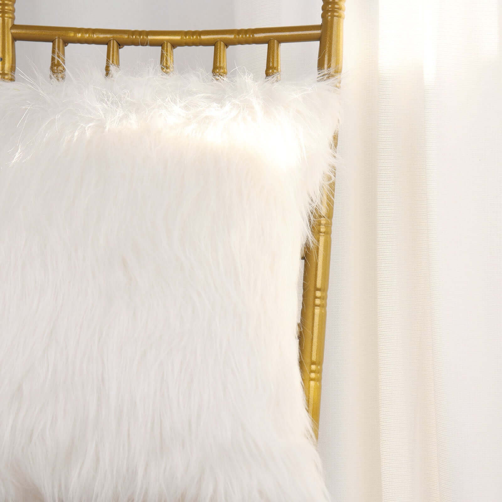 2 Pack 18" White Faux Fur Sheepskin Throw Pillow Cases, Square Pillow Covers