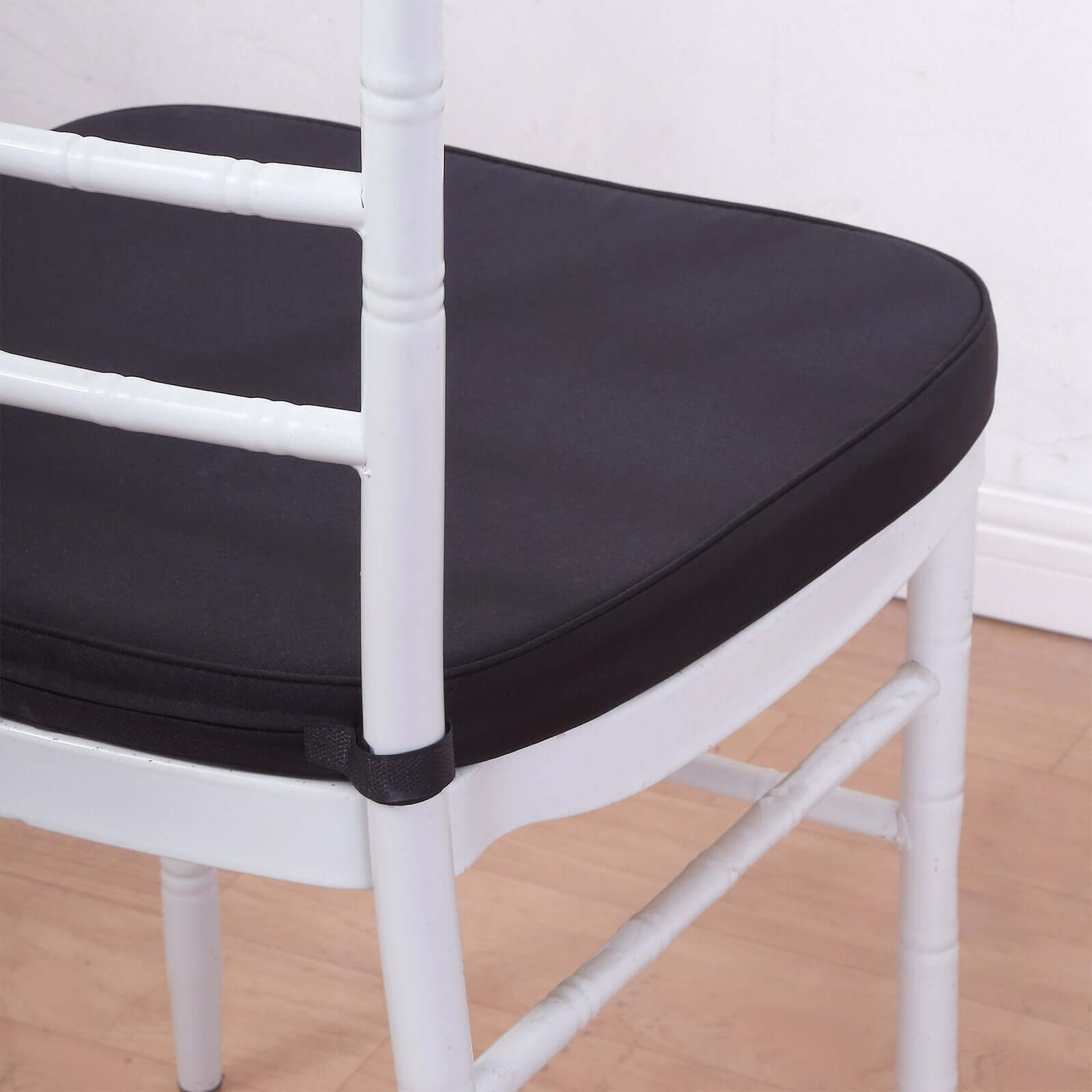 Chiavari Chair Cushion with 1.5" Thick Memory Foam and Ties Black - Stylish Removable Cover for Comfort