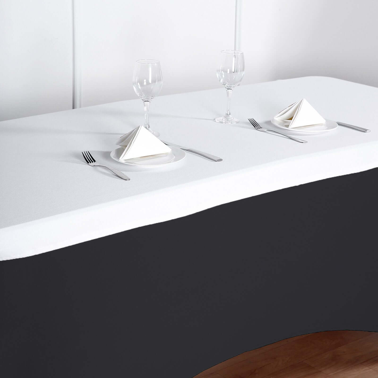 Spandex Rectangle 96"x30" Tablecloth Top Cover White - Stretchy, Wrinkle Free & Fitted Table Topper
