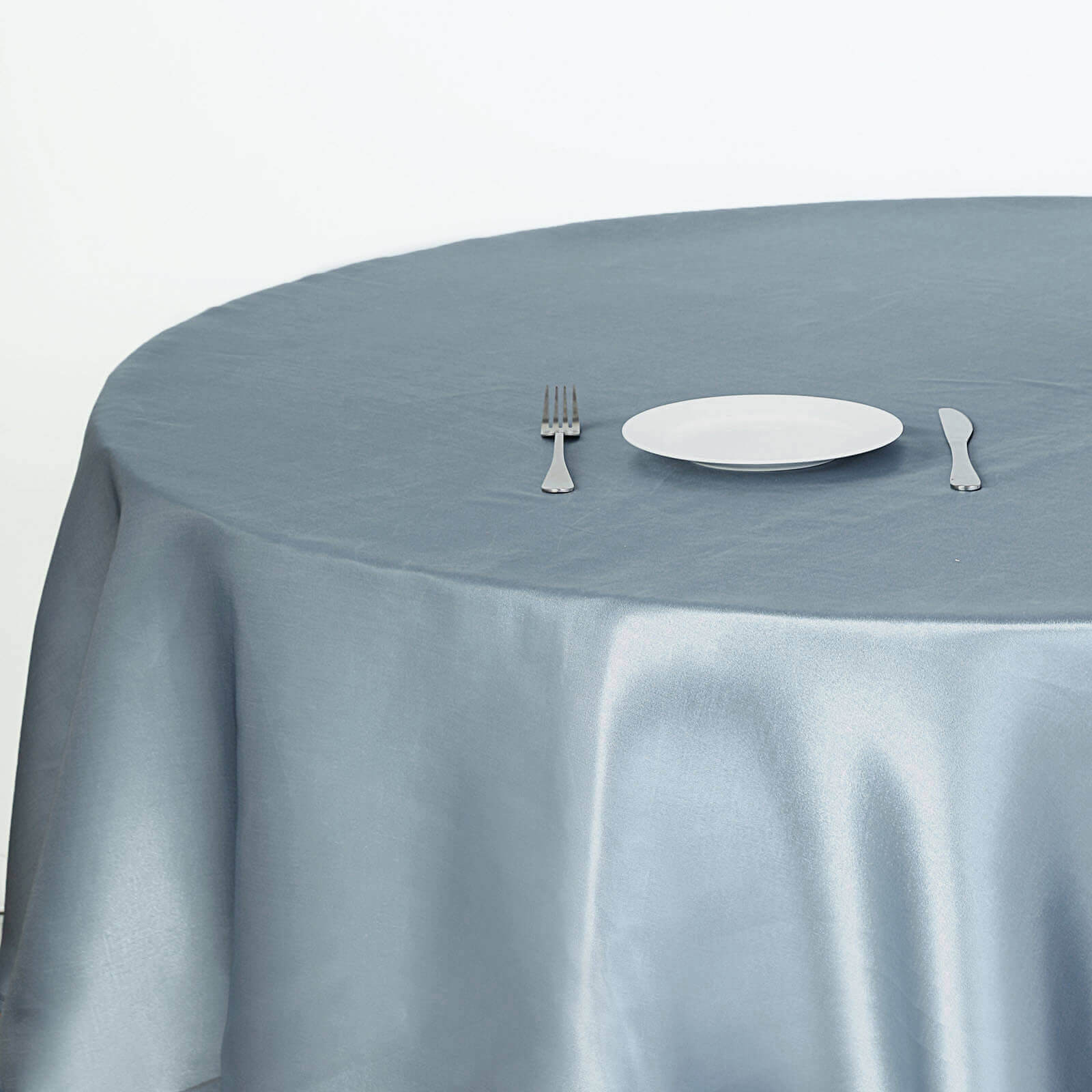 90" Dusty Blue Satin Round Tablecloth
