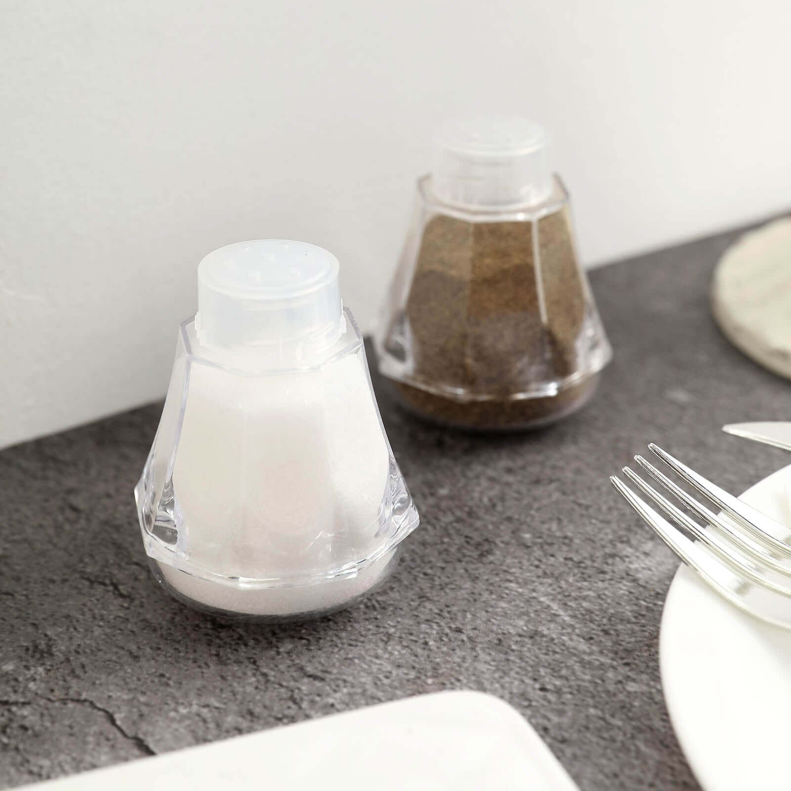 12 Pack 2.5" Clear Plastic Salt and Pepper Shakers Party Favor Gifts