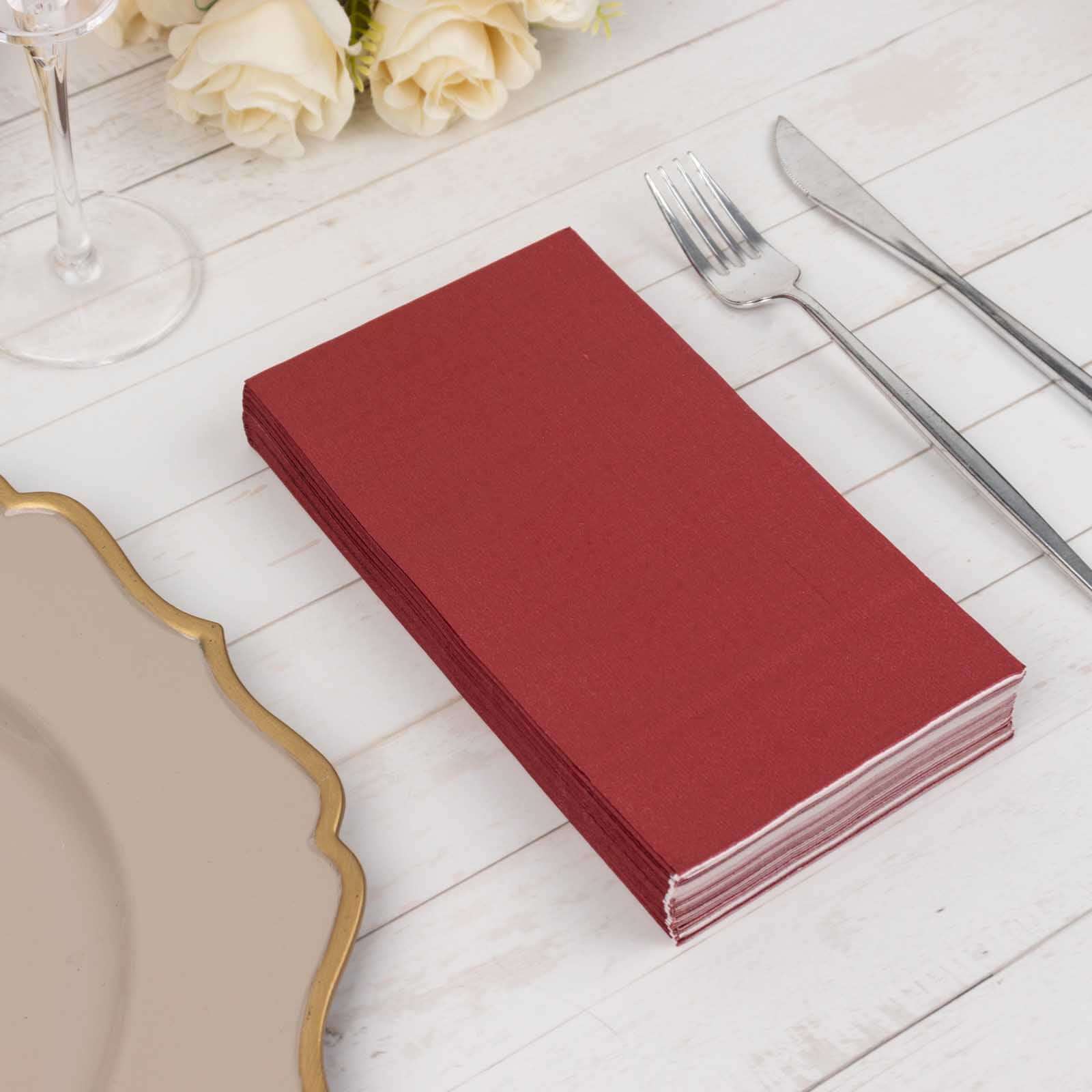 50-Pack Paper Napkins Soft Burgundy - Disposable 2-Ply Cocktail and Beverage Napkins for Weddings