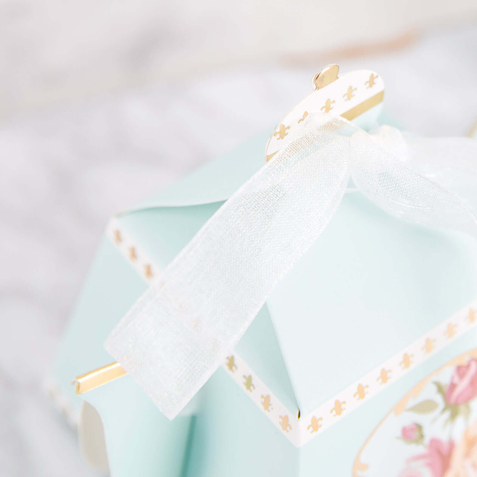 25 Pack 4" Light Turquoise Mini Teapot Favor Boxes, Vintage Rose Gift Boxes with Ribbons