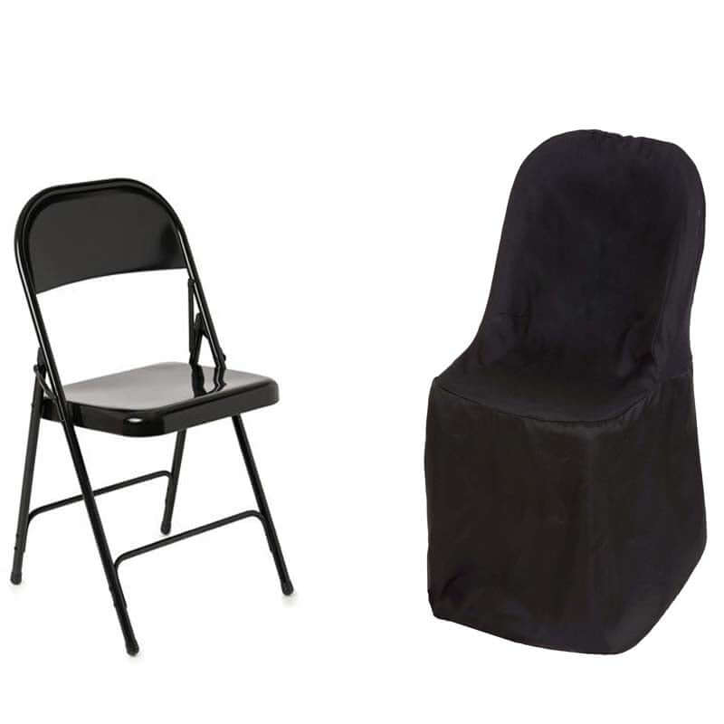 Polyester Chair Cover Black for Folding Chairs - Durable and Reusable Slip-On Cover