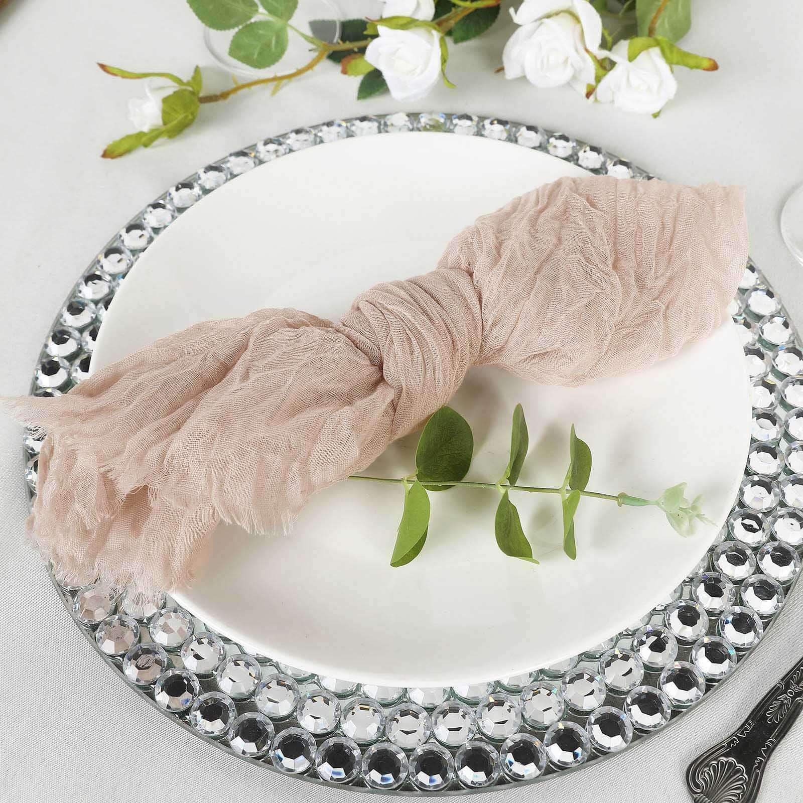 5 Pack Gauze Cheesecloth 24"x19" Napkins Nude Beige Reusable Dinner Napkins