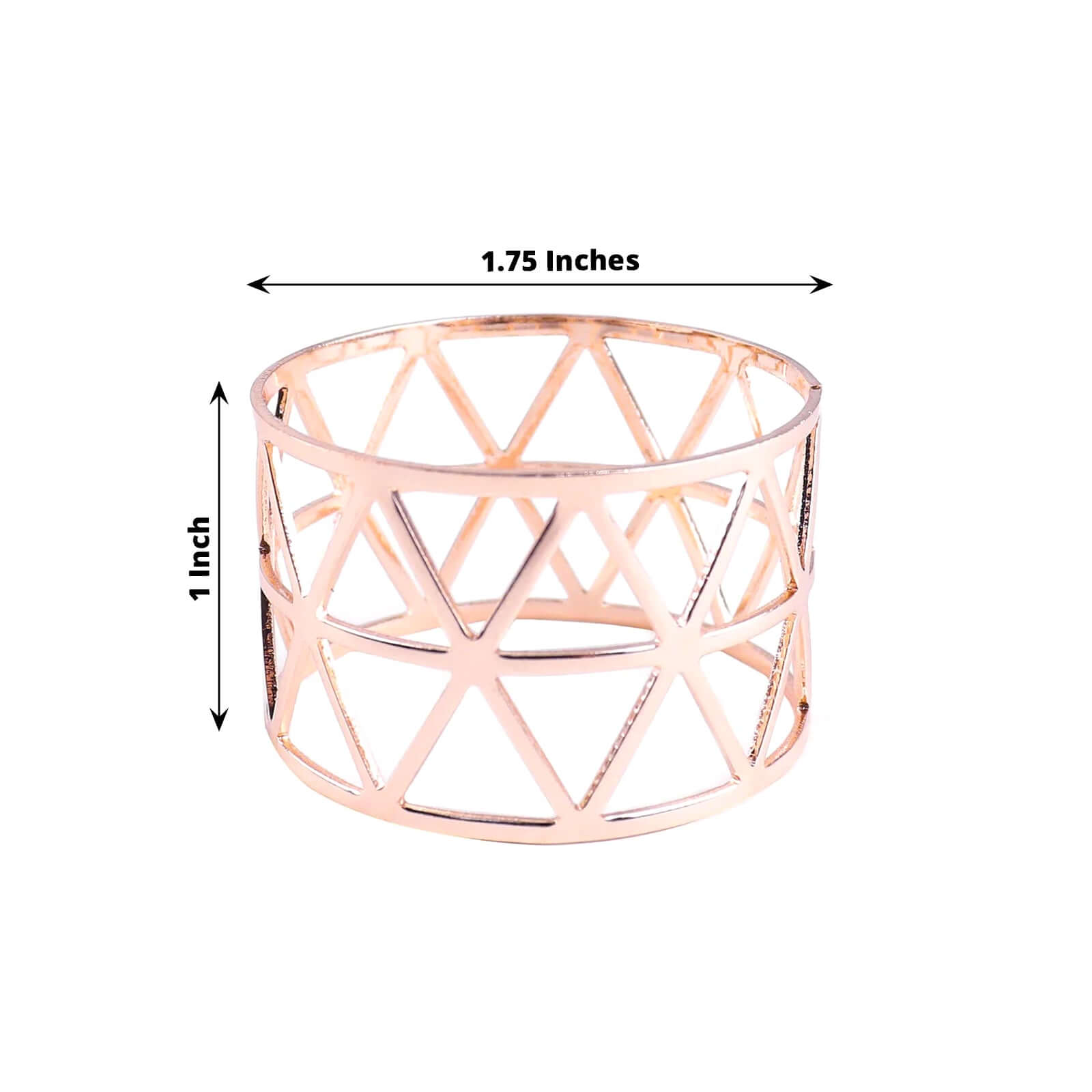5 Pack Metallic Blush Rose Gold Geometric Napkin Rings, Paper Napkin Holders