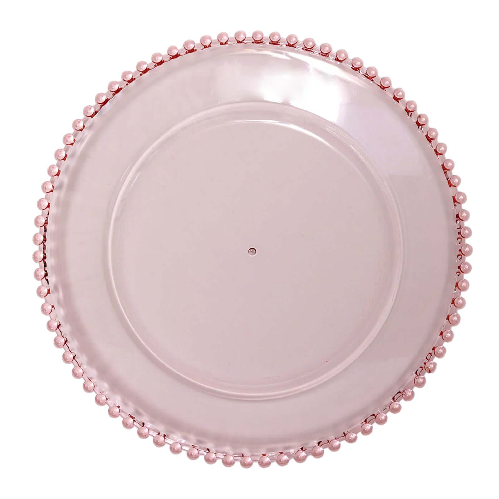 6-Pack Acrylic Round Charger Plates 13" in Transparent Blush with Beaded Rim, Decorative Dinner Party Serving Plates
