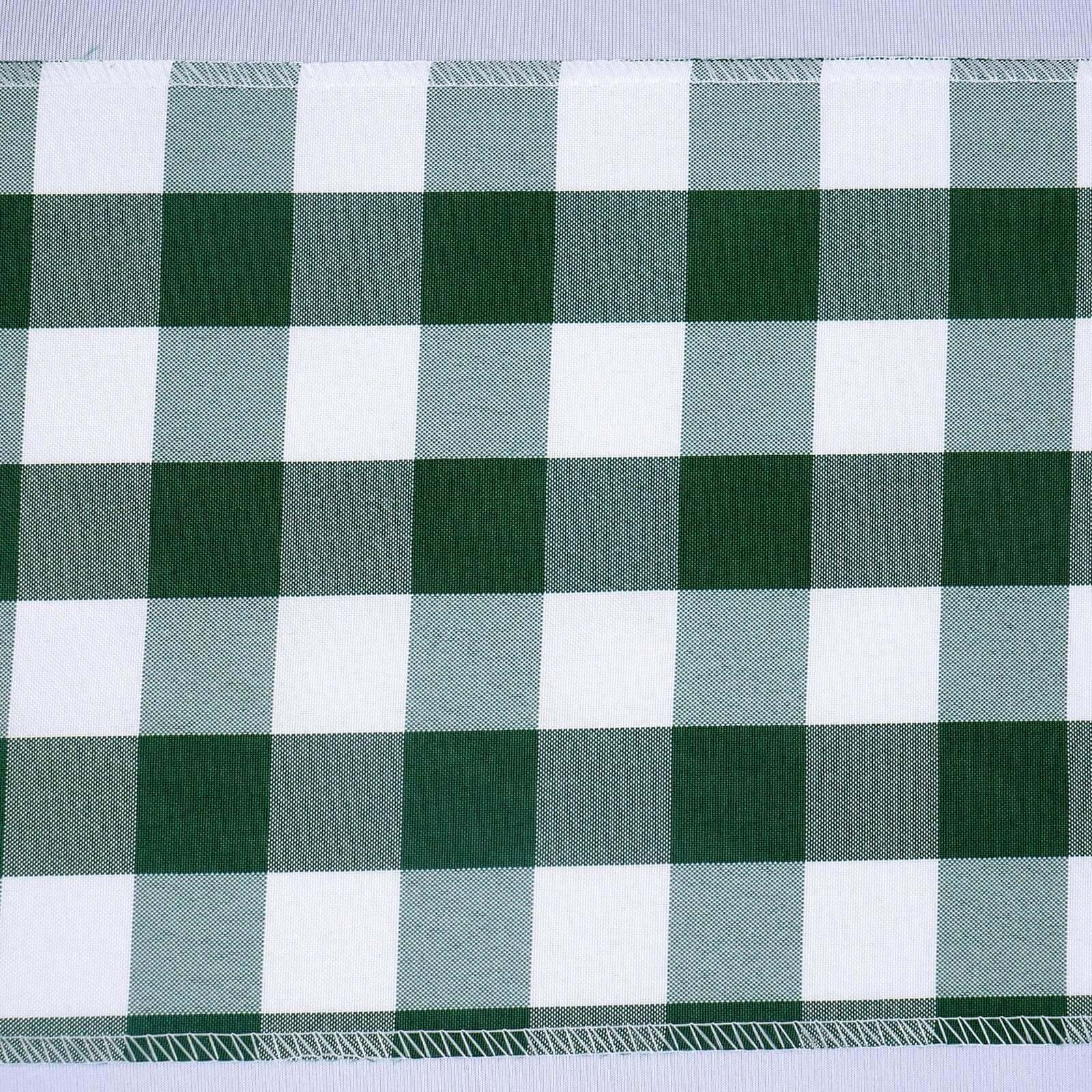 5 Pack Polyester Chair Sashes Green/White Buffalo Plaid - Durable & Reusable Chair Bows 6"x108"