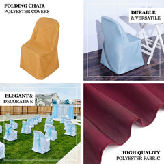 Polyester Slip On Folding Chair Covers Hunter Emerald Green - Stain-Resistant Reusable Durable Fabric