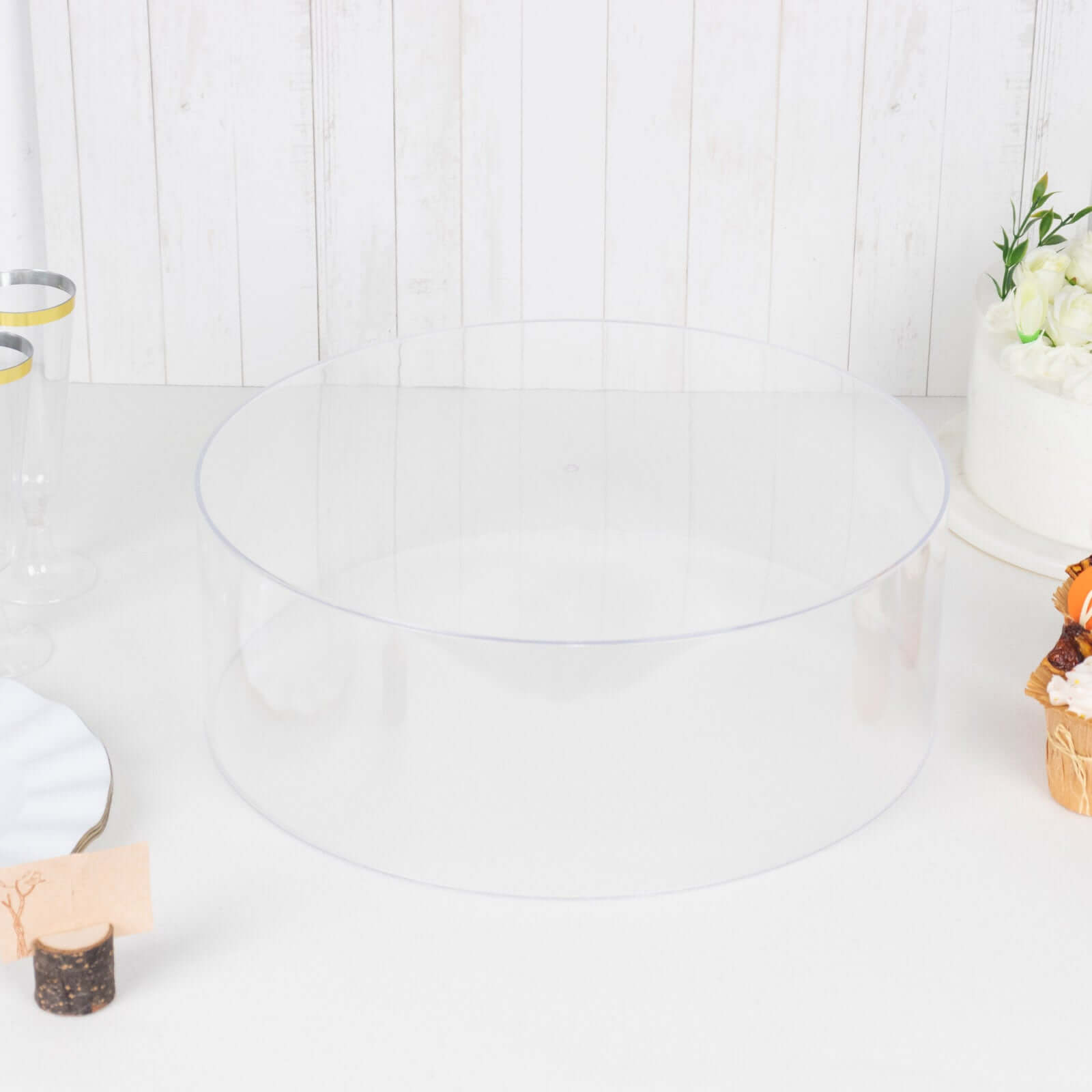 Acrylic Cake Stand Display Box Transparent Clear 14" Round - Versatile Pedestal Riser for Events
