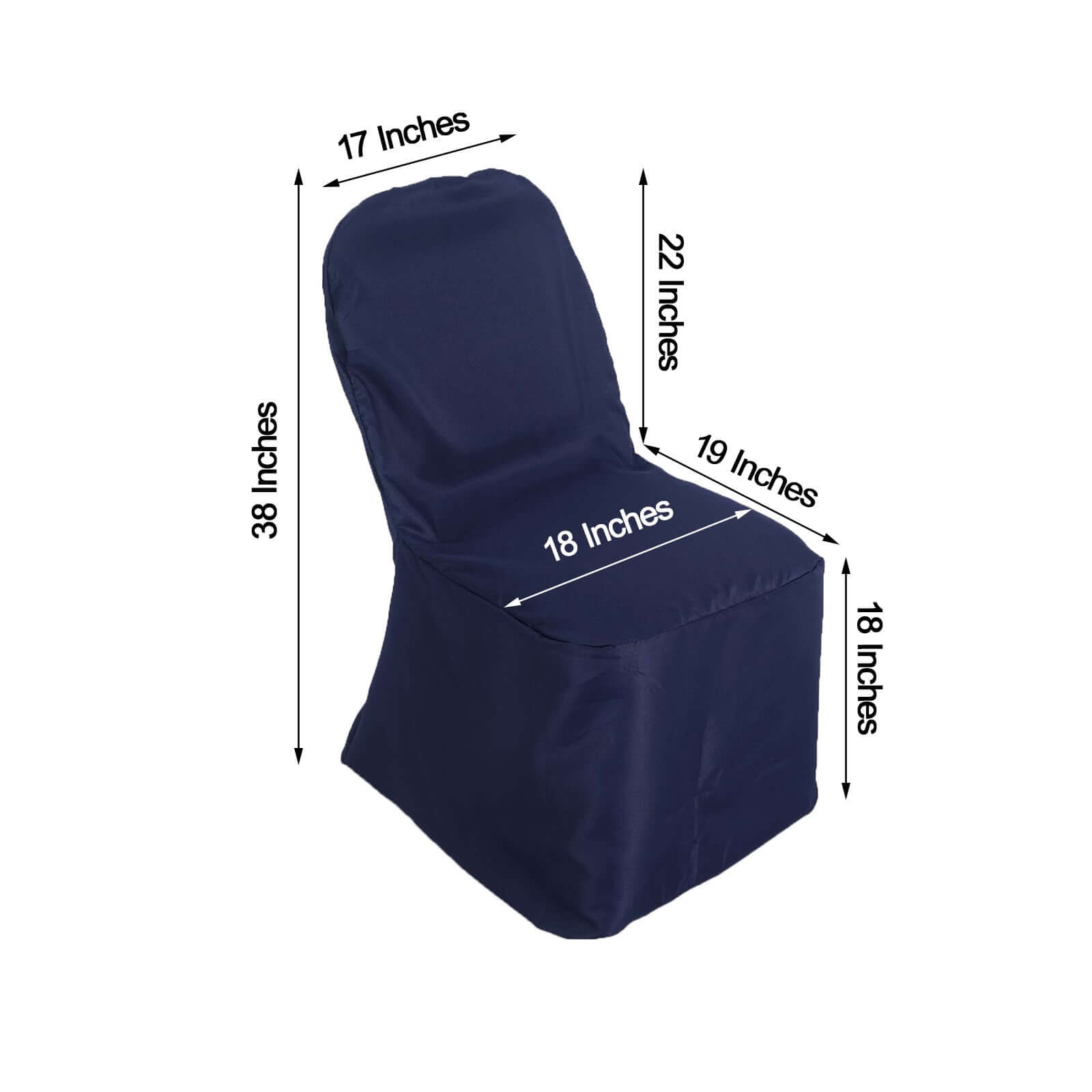 Polyester Slip On Banquet Chair Covers Navy Blue - Stain-Resistant Reusable Durable Fabric