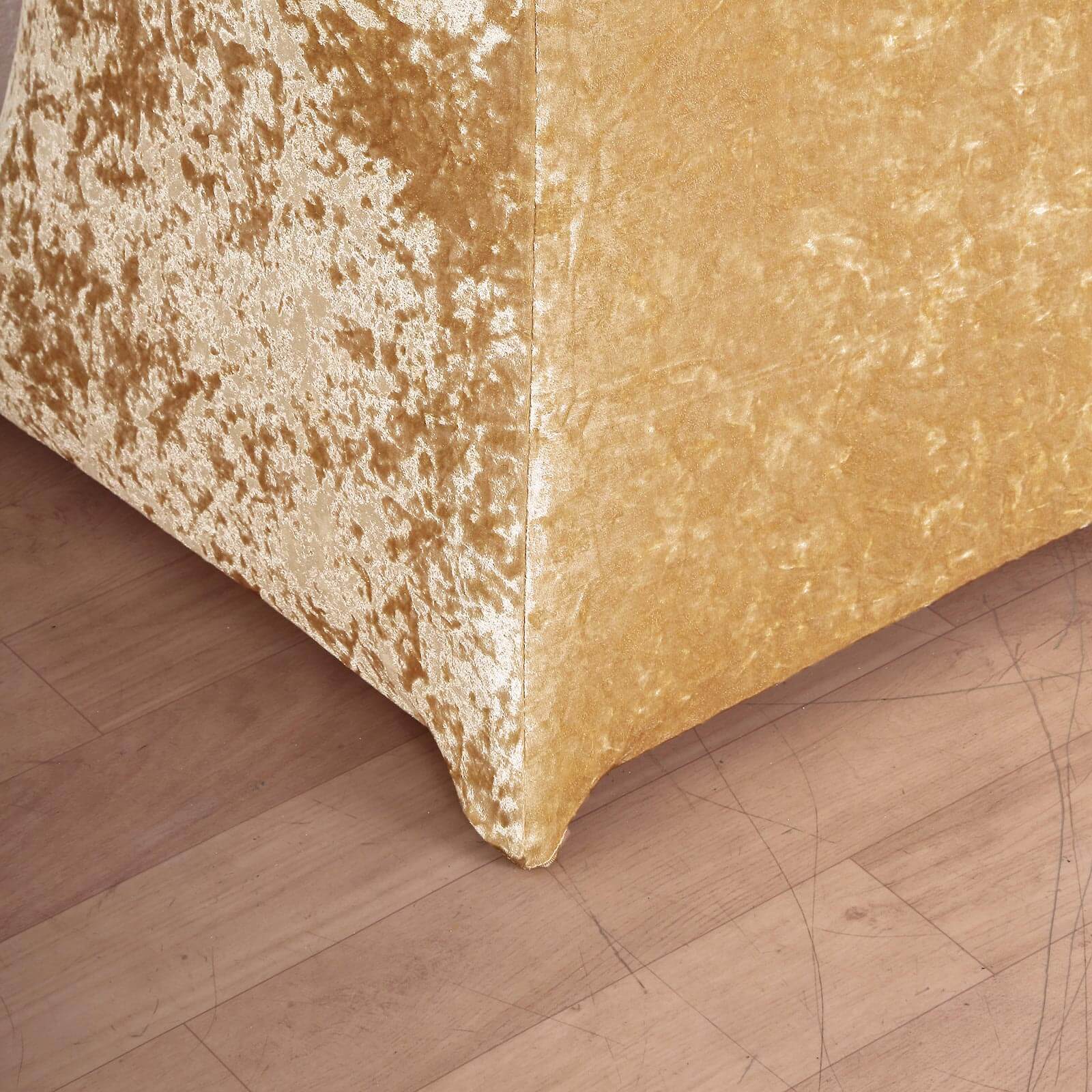 Crushed Velvet Spandex 32" Round Cocktail Table Cover Champagne Smooth Highboy Tablecloth