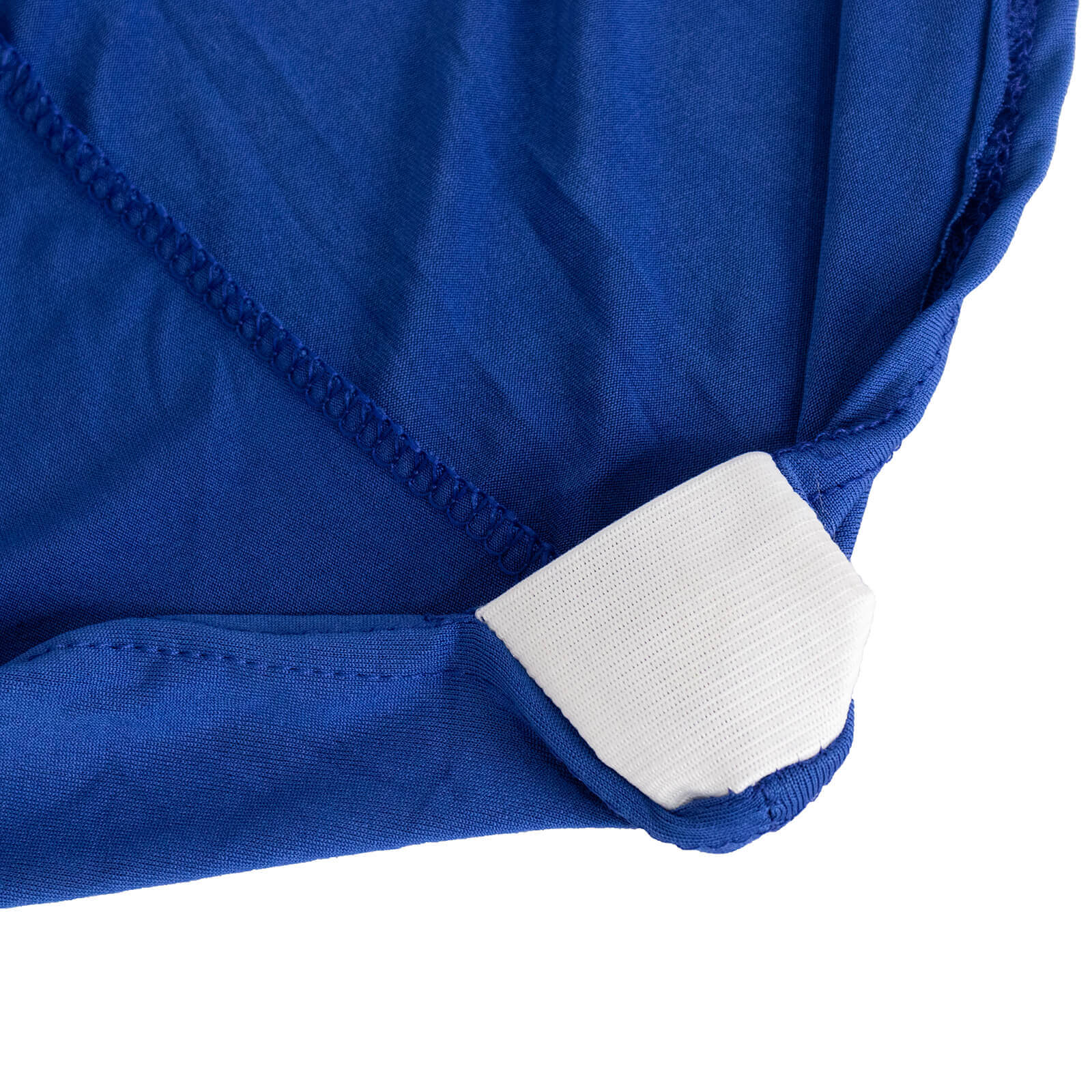 Spandex Chair Cover with Royal Blue Rhinestone Buckled Sash Band Blush - Stretch Fitted Slipcover