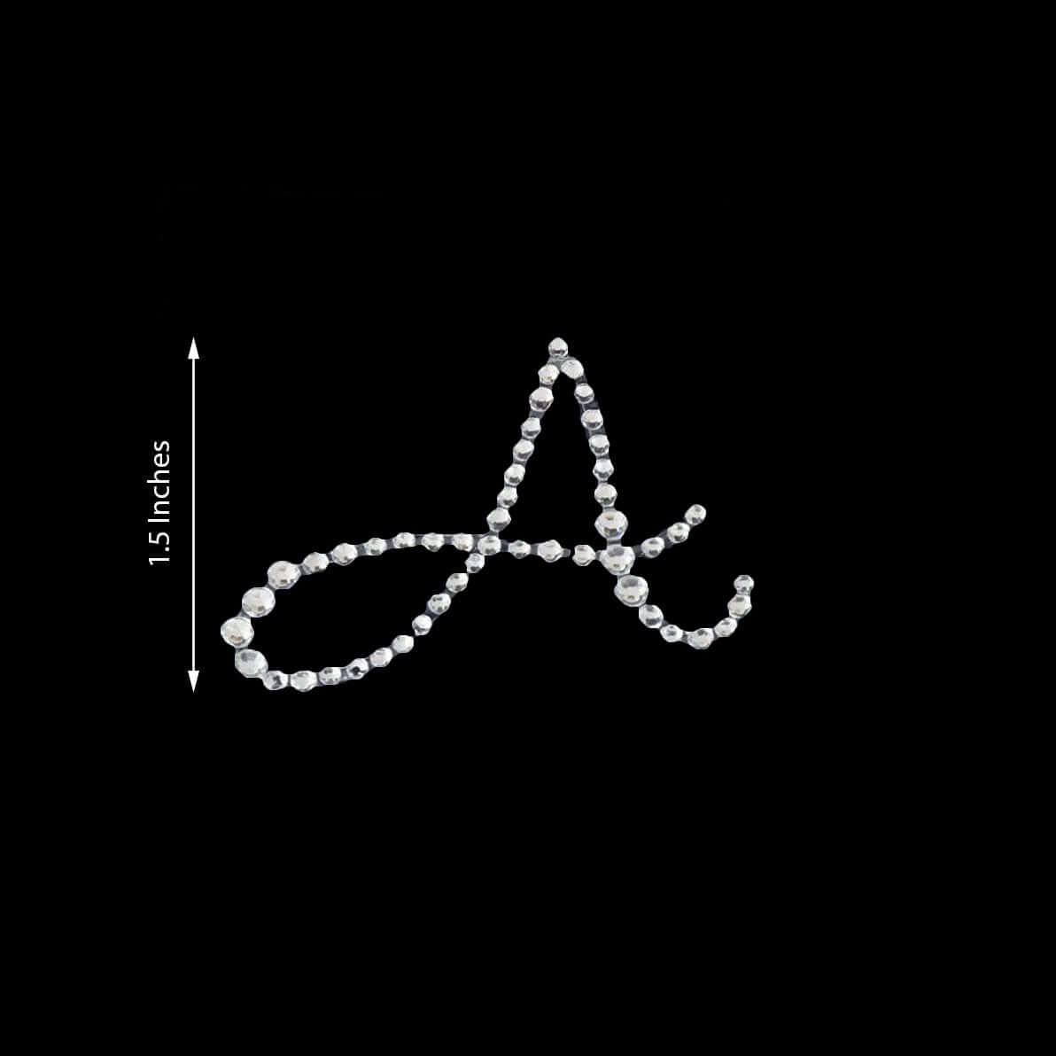 12 Pack 1.5" Clear Rhinestone Monogram Letter Jewel Sticker Self Adhesive DIY Diamond Decor - A