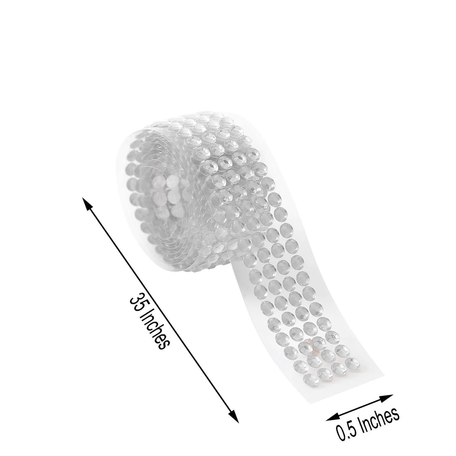 3ft Silver Stick-On Rhinestone Tape, DIY Self Adhesive Diamond Gemstone Stickers