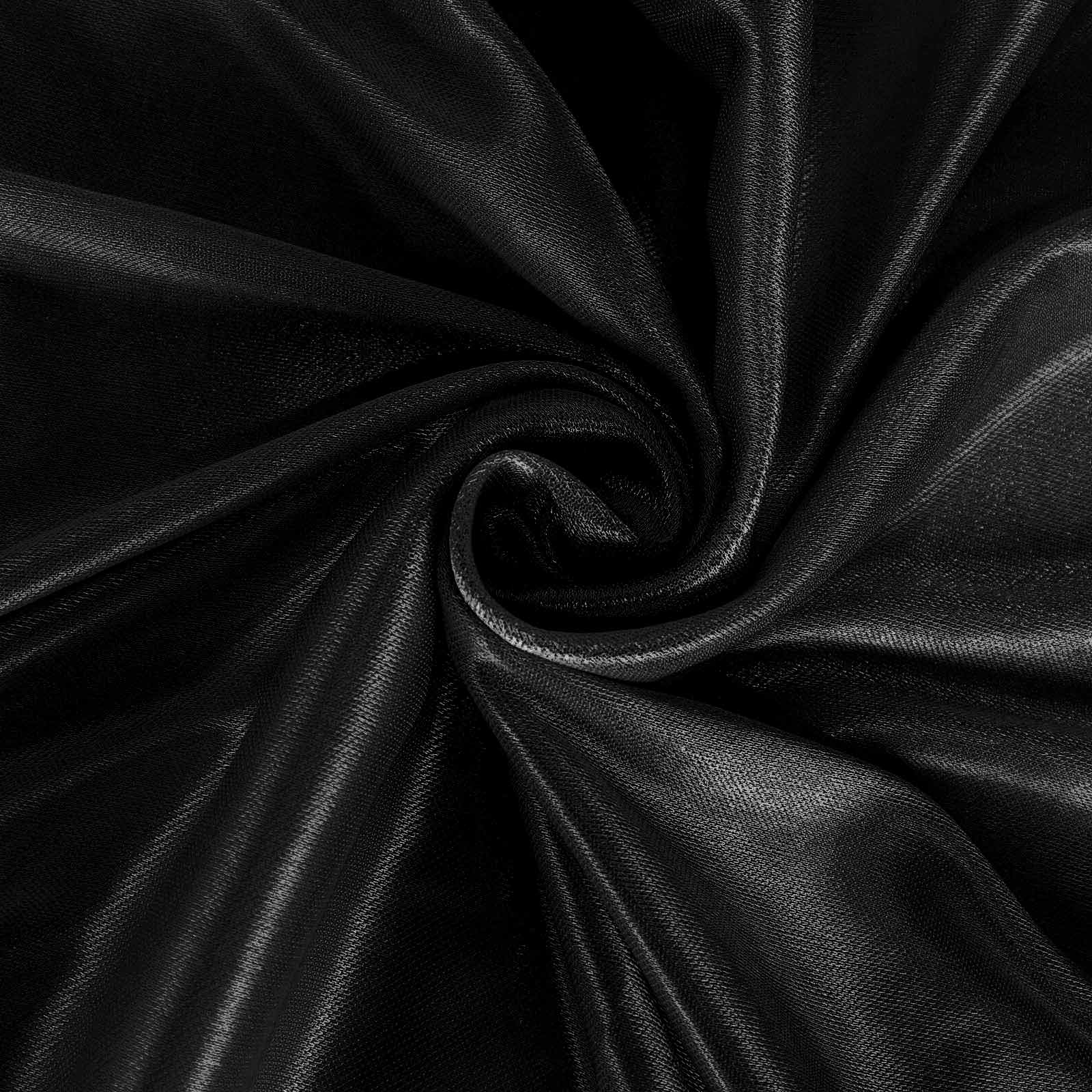 Satin 21ft Table Skirt Black - Pleated Double Drape Table Cover