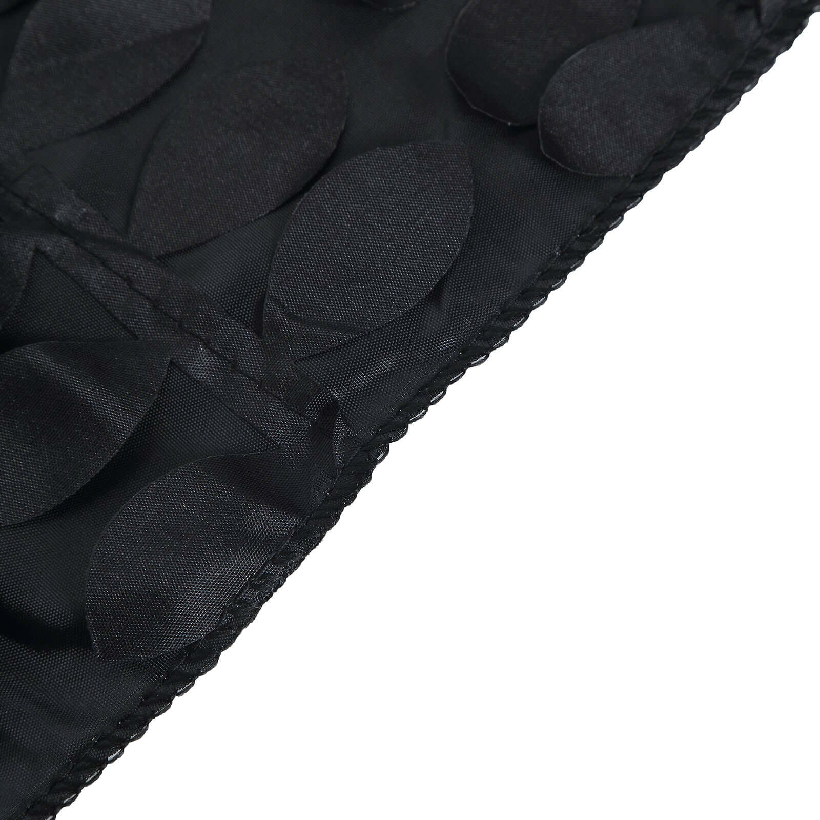 Taffeta 90"x156" Rectangle Tablecloth Black | 3D Leaf Petal Design Seamless Table Cover