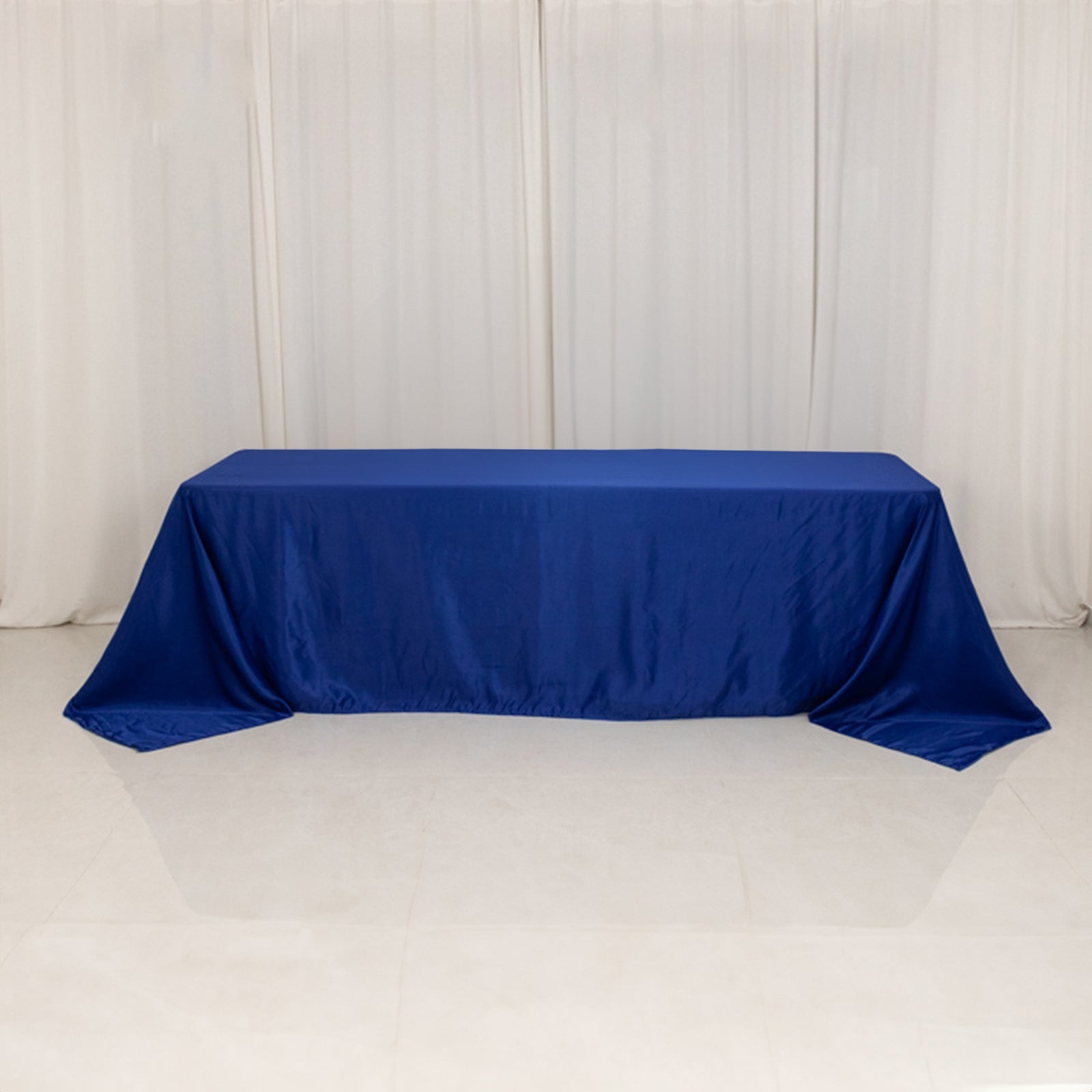 Lamour Satin 90"x156" Rectangle Tablecloth Royal Blue - Luxurious, Soft Seamless Table Cover