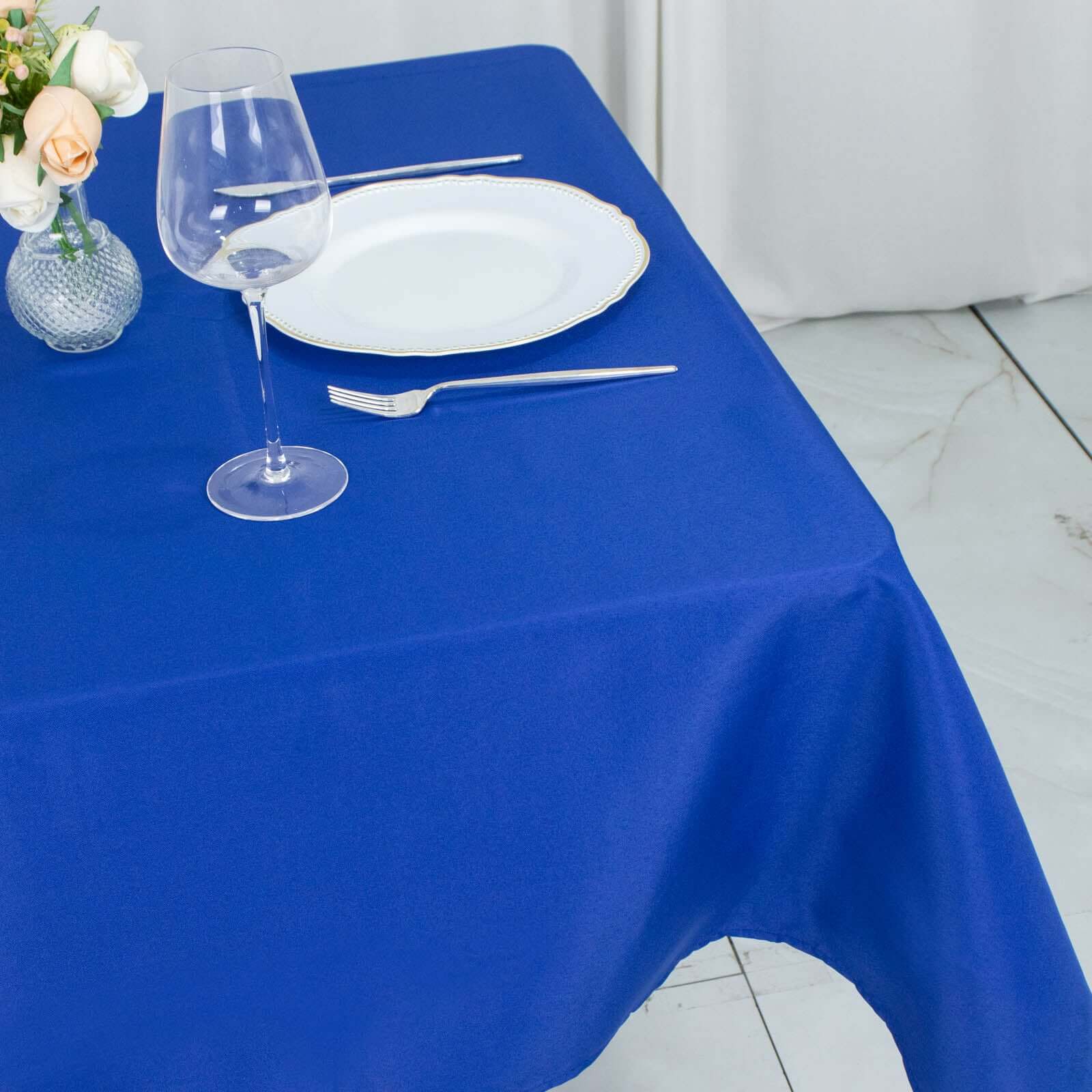 Premium Polyester 54"x54" Table Overlay Square Tablecloth Royal Blue - Stain and Wrinkle-Resistant 220GSM Table Topper