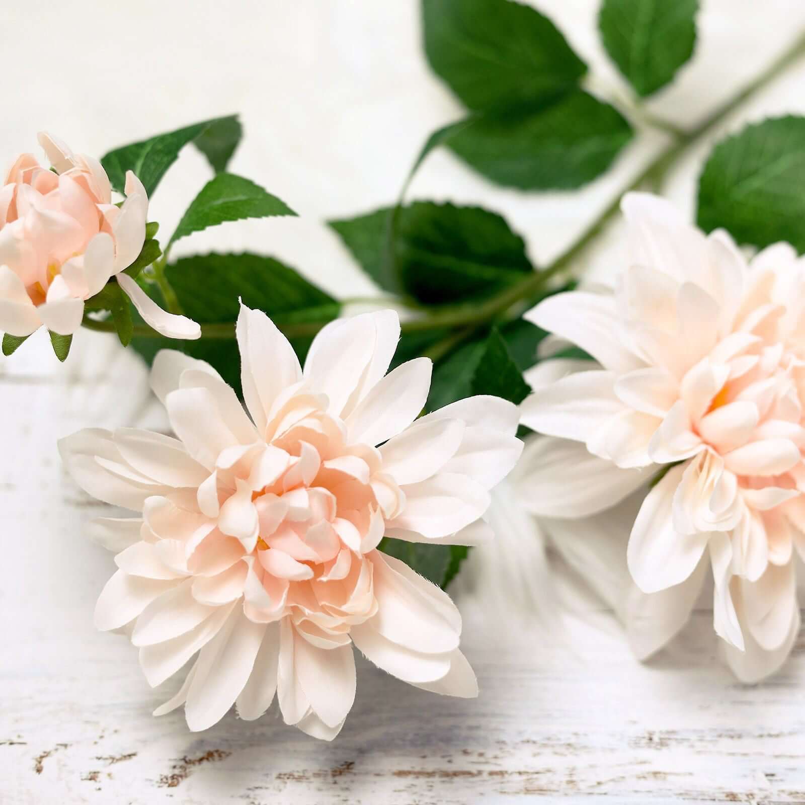 30" Tall Blush Artificial Dahlia Silk Flower Stems, Faux Floral Spray