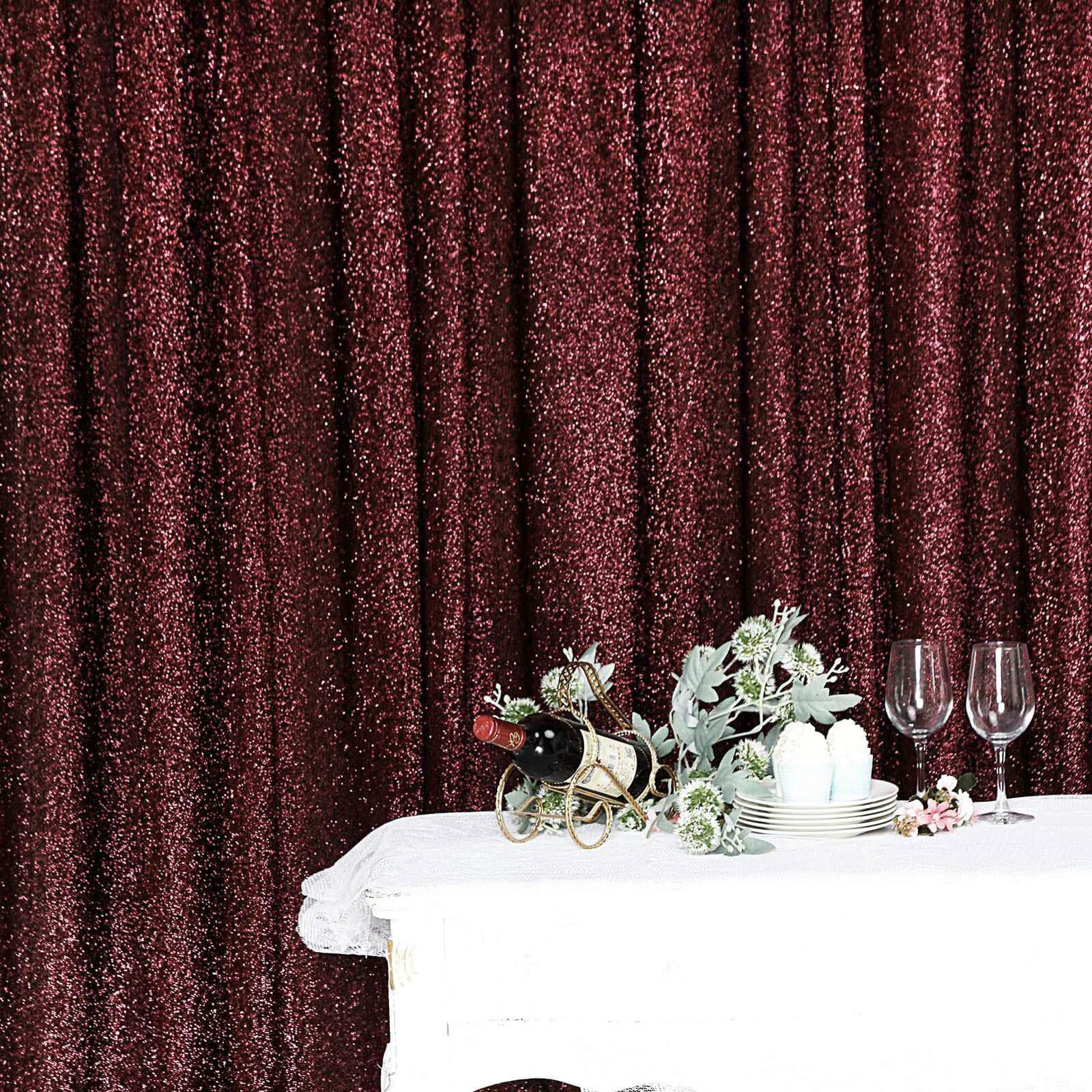 20ftx10ft Burgundy Metallic Shimmer Tinsel Event Curtain Drapes, Backdrop Event Panel