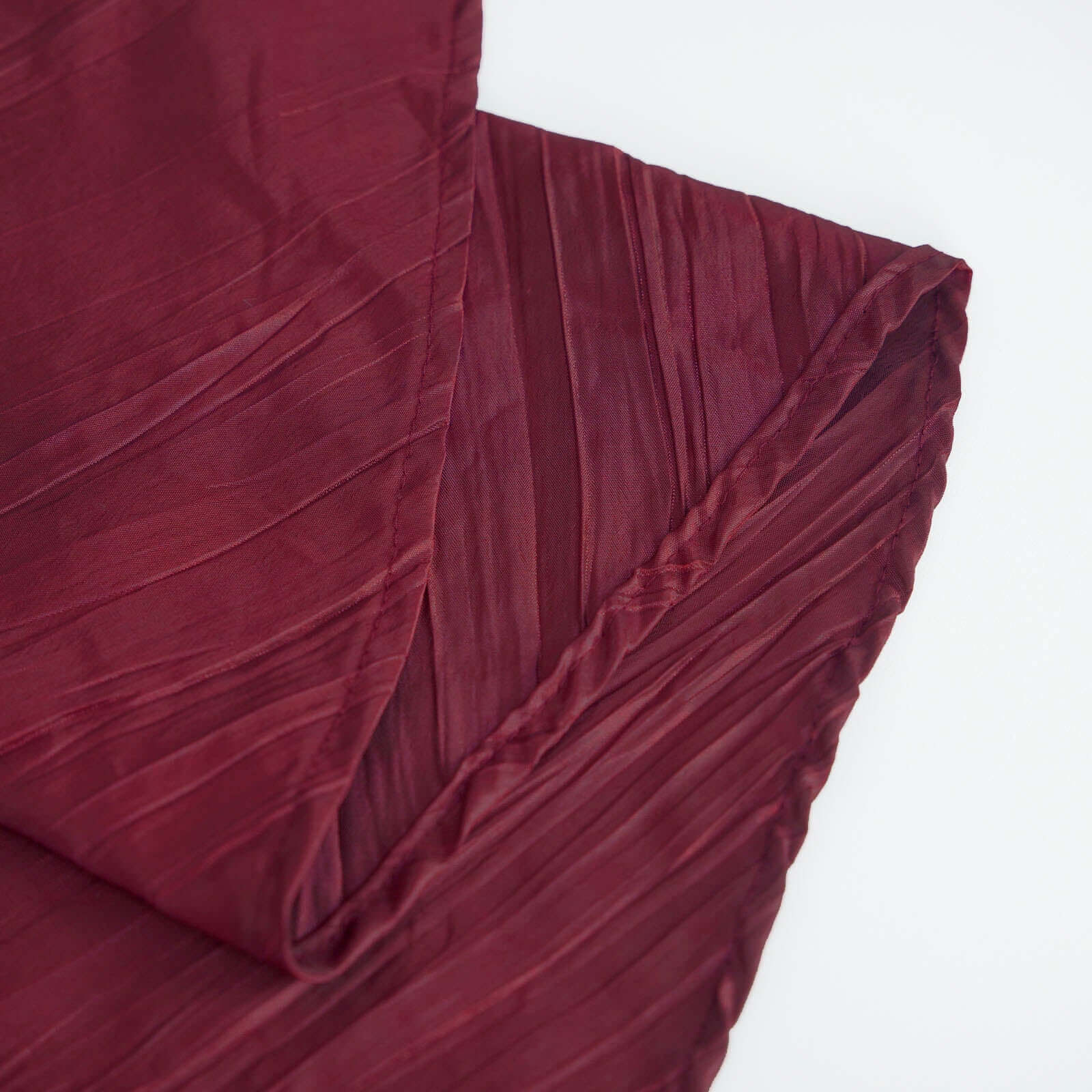 Taffeta 120" Round Tablecloth Burgundy - Seamless Accordion Crinkle Table Cover