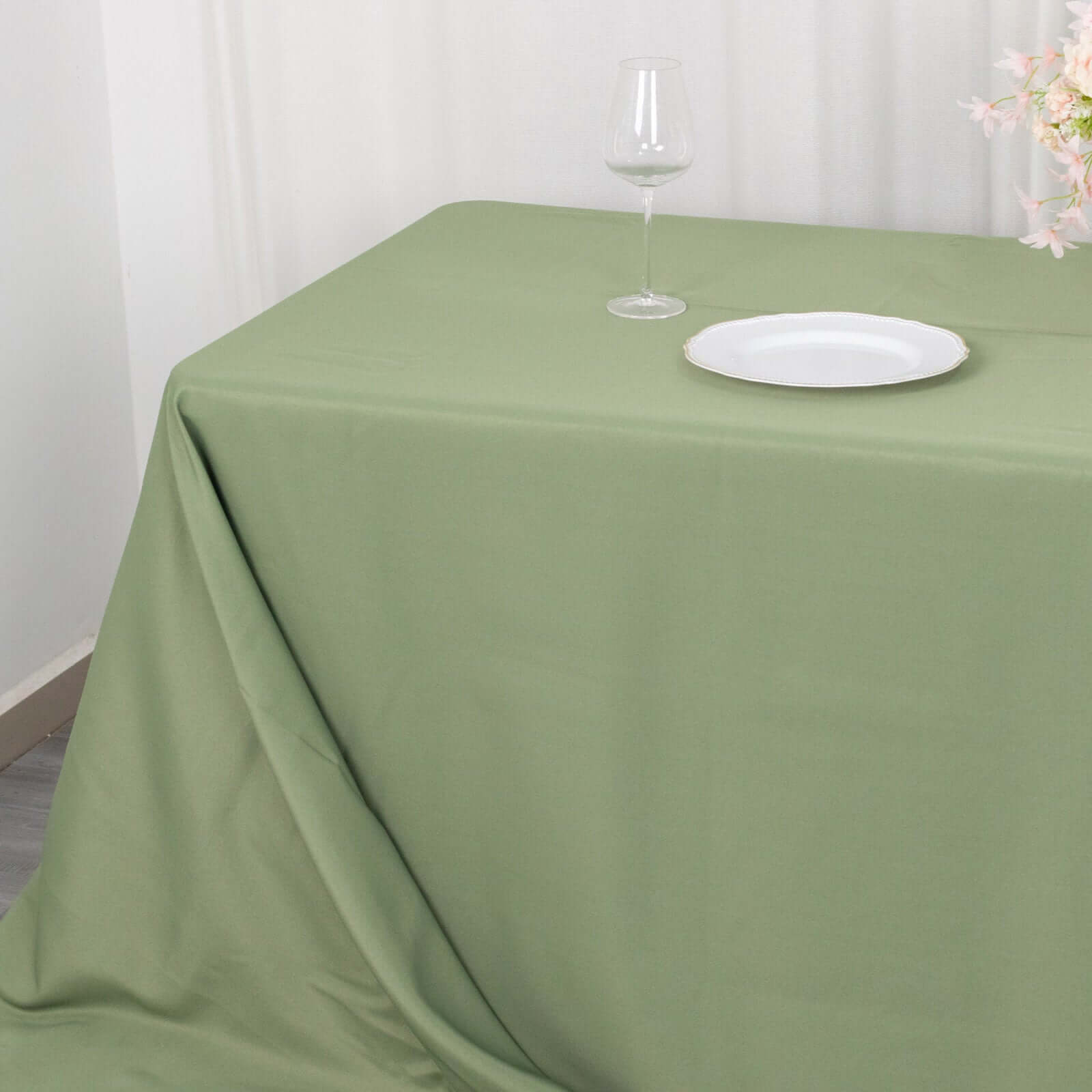 Premium Polyester 90"x156" Rectangle Tablecloth Dusty Sage Green - Seamless 220GSM Stain-Resistant Table Cover