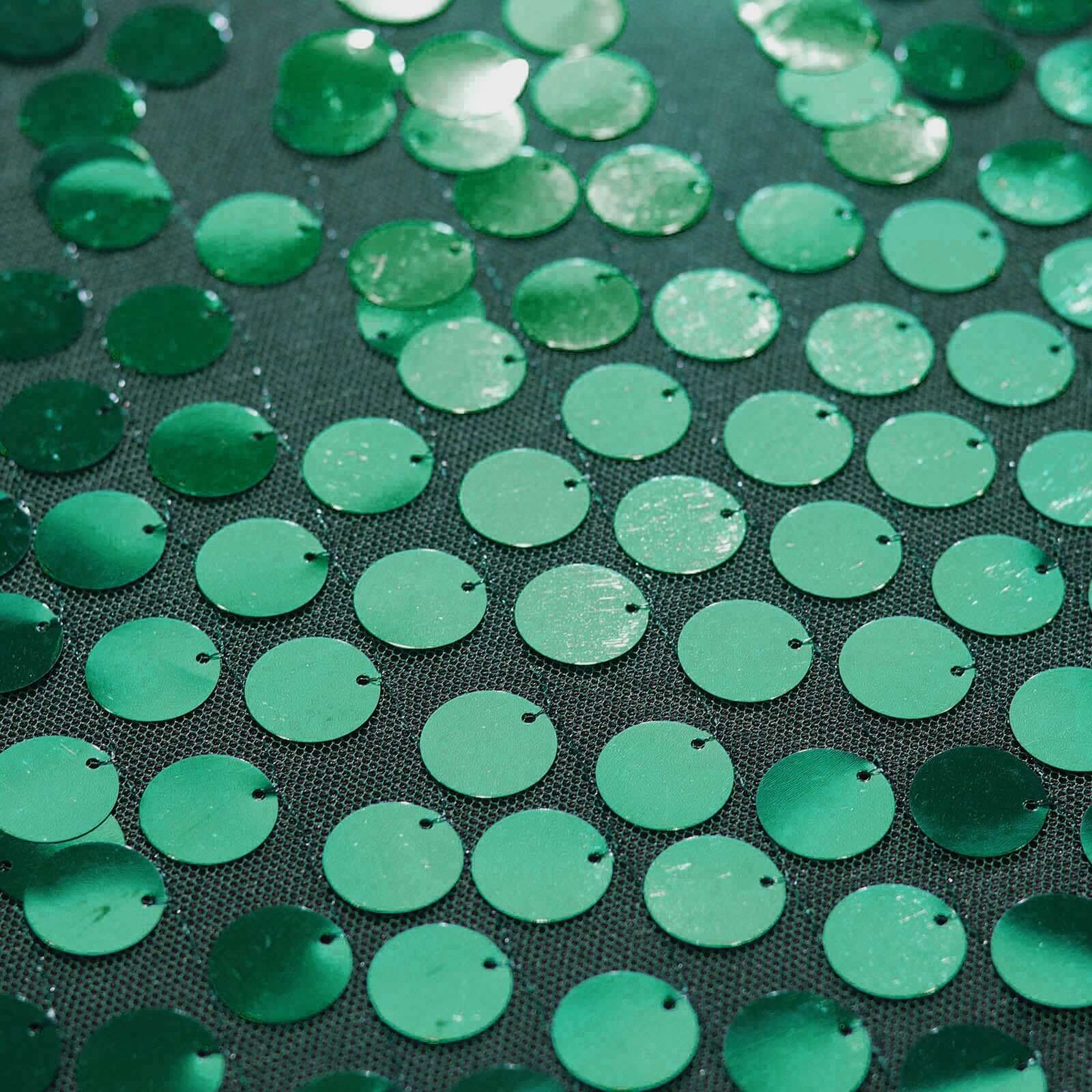 54"x4 Yards Hunter Emerald Green Big Payette Sequin Fabric Roll, Mesh Sequin DIY Craft Fabric Bolt