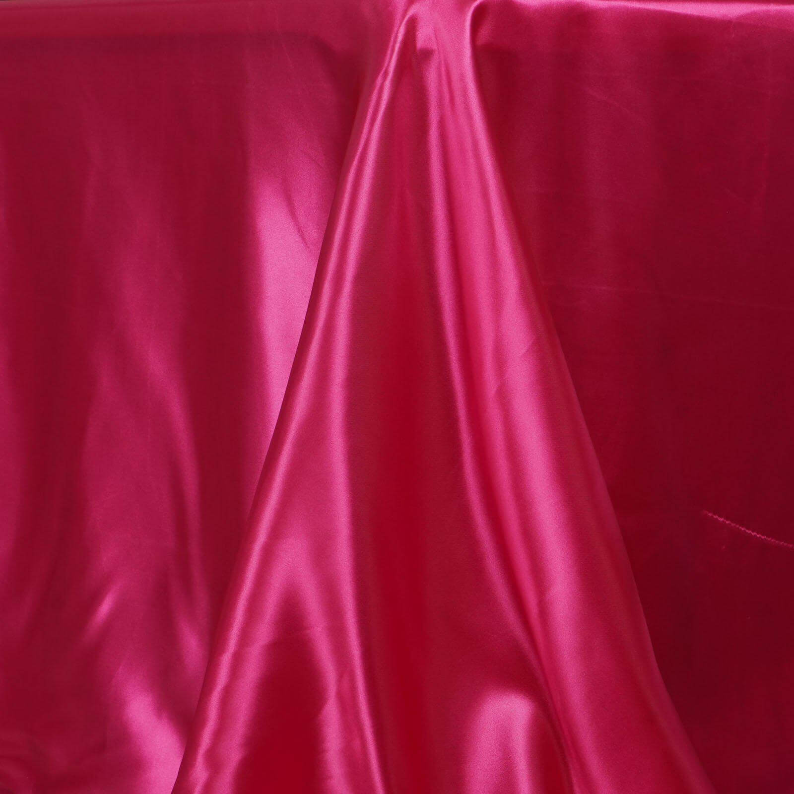 Satin Rectangular 90"x132" Tablecloth Fuchsia Satin - Seamless Table Cover