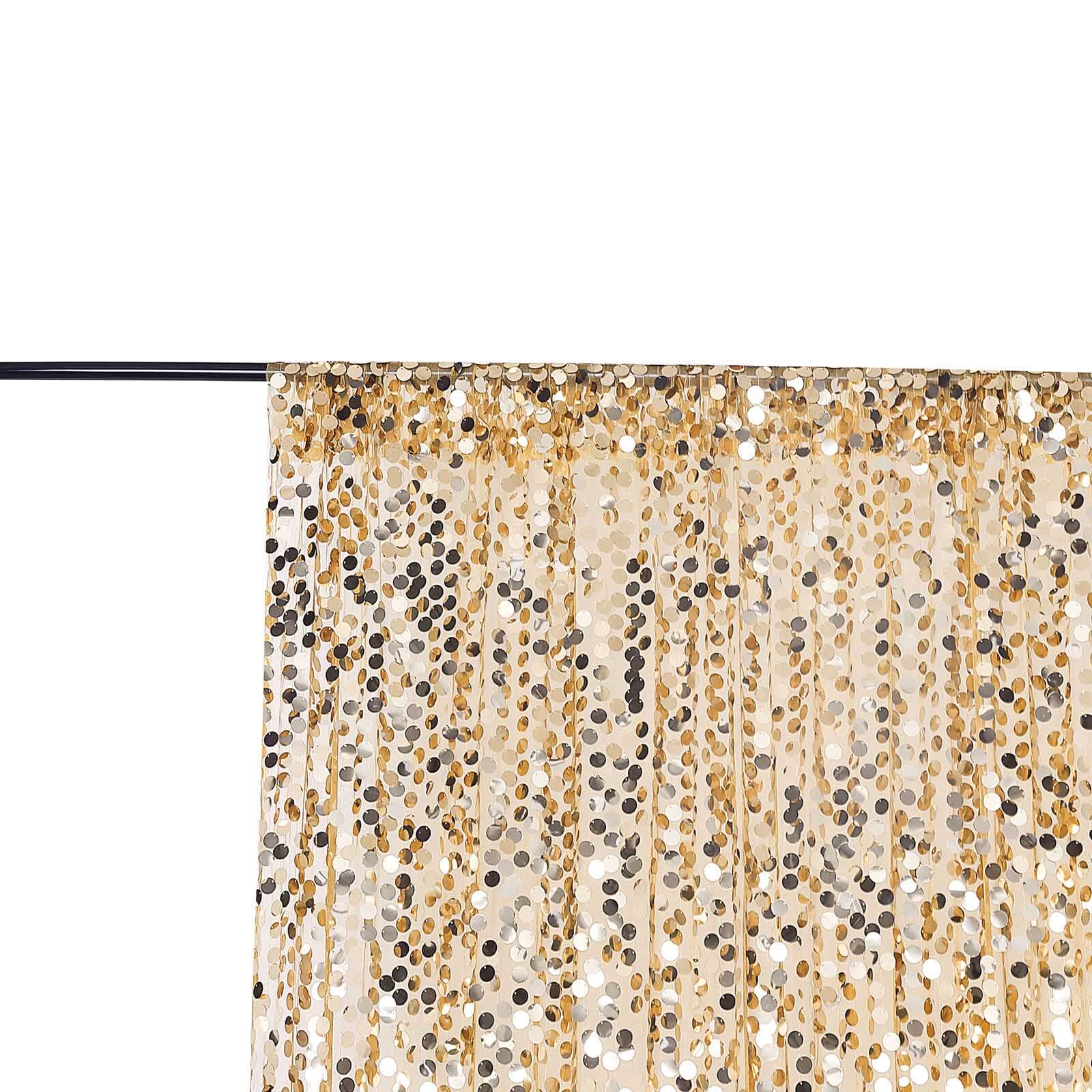 8ftx8ft Gold Big Payette Sequin Event Curtain Drapes, Backdrop Event Panel