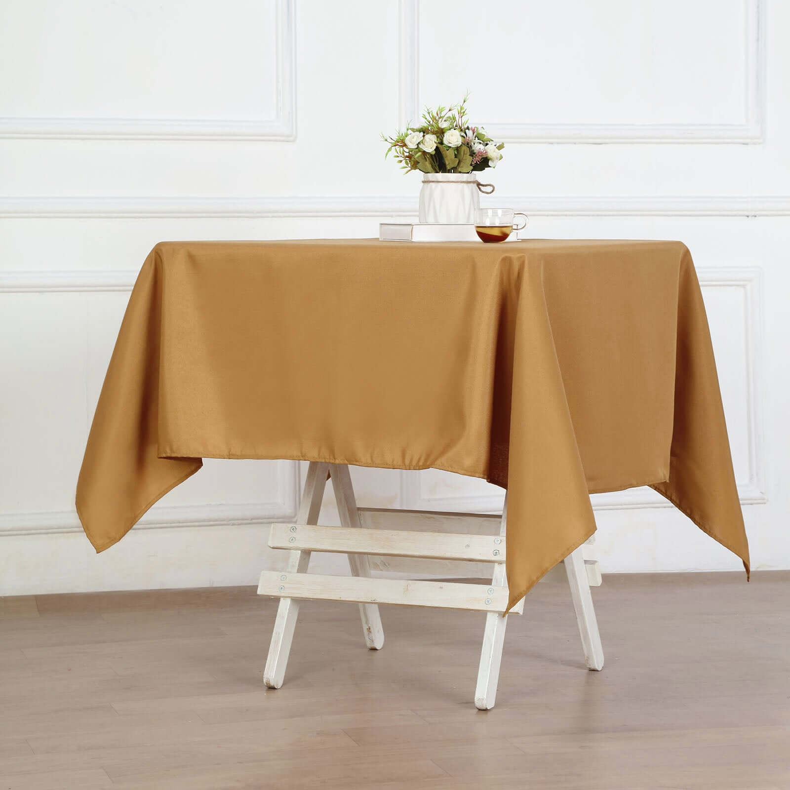 Polyester Square 54"x54" Tablecloth Gold - Wrinkle-Resistant & Durable Table Cover for Events