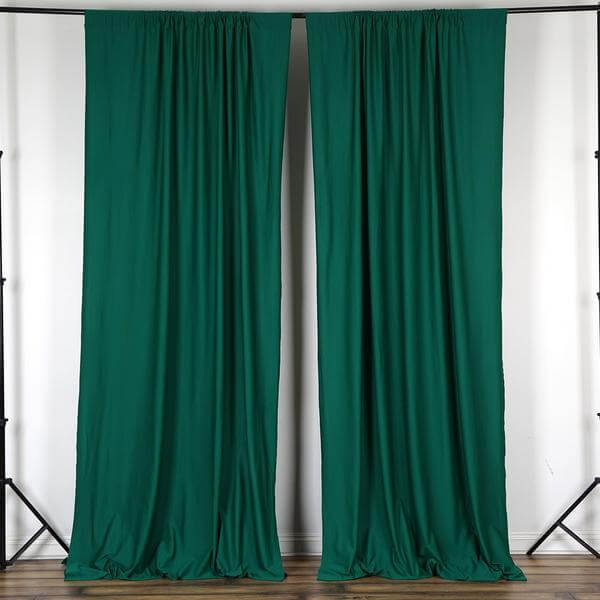 2 Pack Hunter Emerald Green Scuba Polyester Event Curtain Drapes, Durable Flame Resistant Backdrop Event Panels Wrinkle Free with Rod Pockets - 10ftx10ft