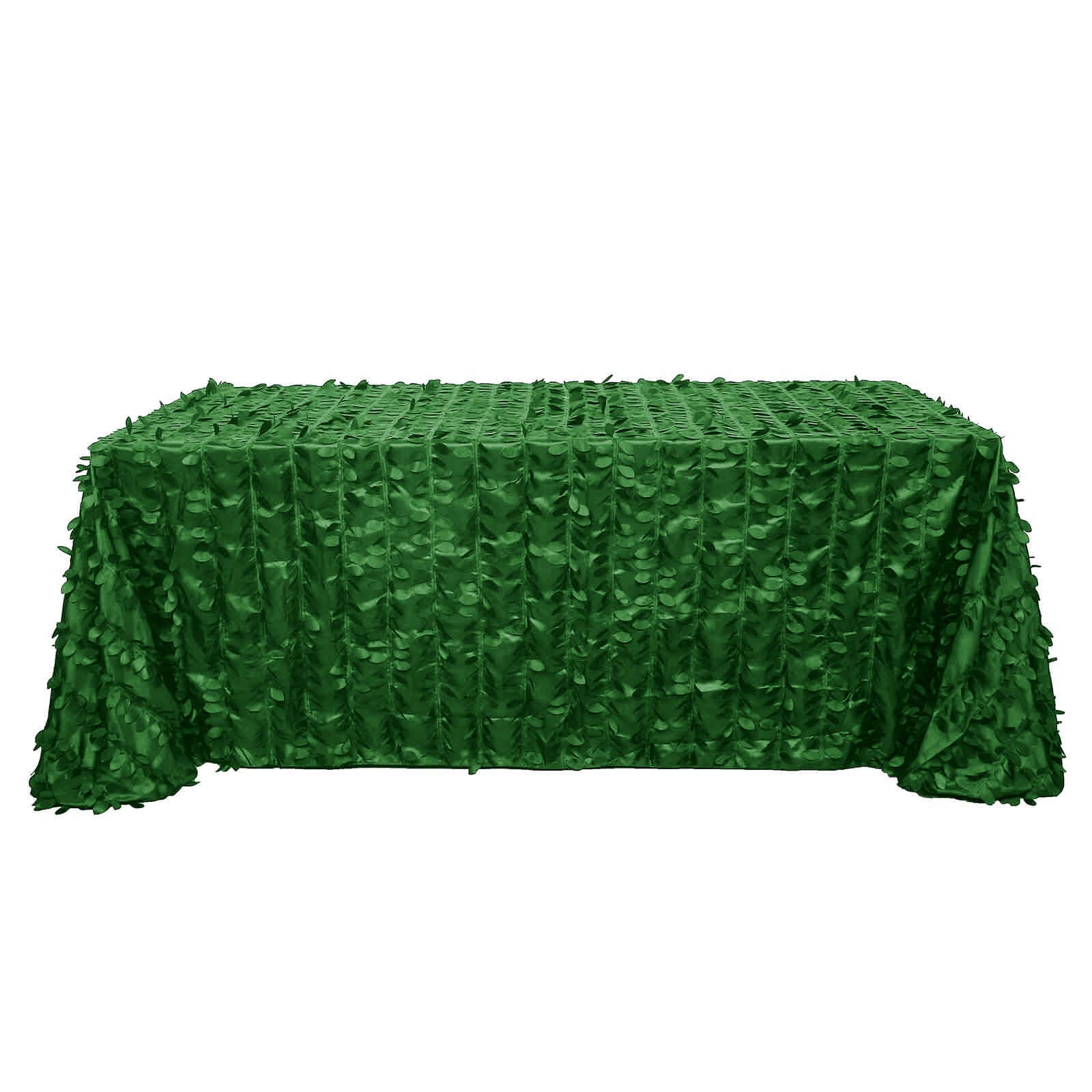 Taffeta 90"x132" Rectangle Tablecloth Green | 3D Leaf Petal Design Seamless Table Cover