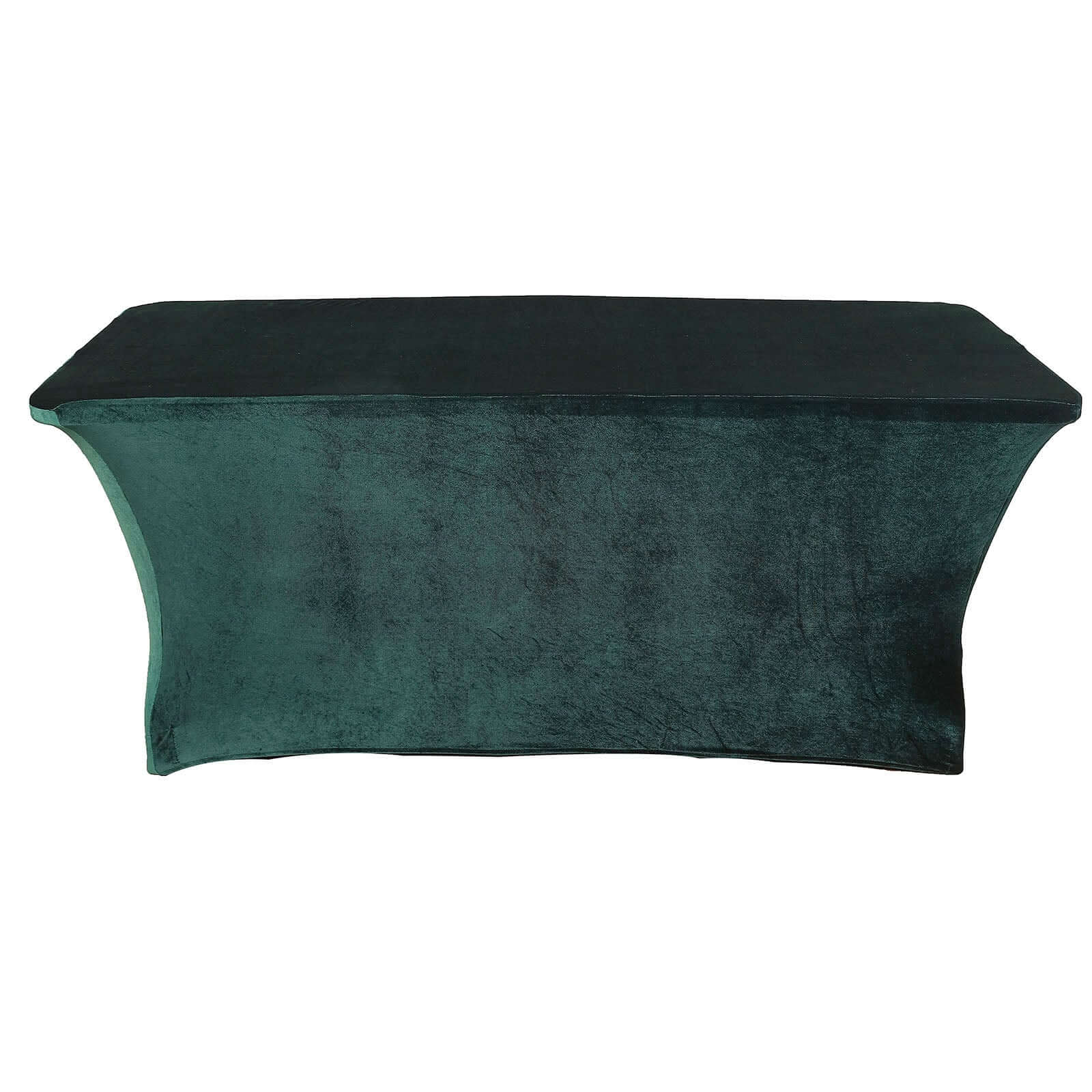 Velvet Spandex 6ft Rectangle Tablecloth Hunter Emerald Green - Fitted Wrinkle-Free Design for 72"x30" Tables