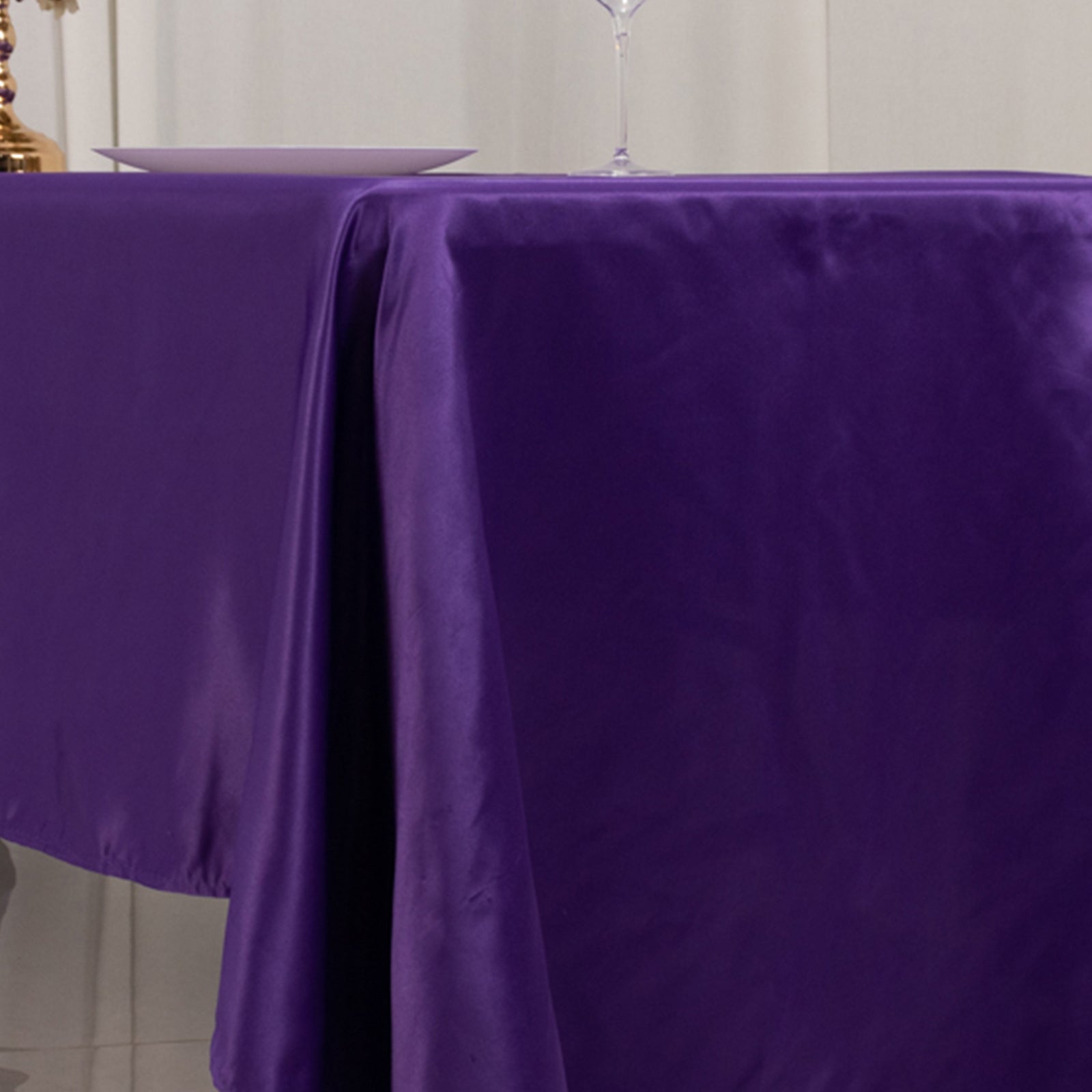 Lamour Satin 60"x126" Rectangle Tablecloth Purple - Soft & Silk-Like Table Cover
