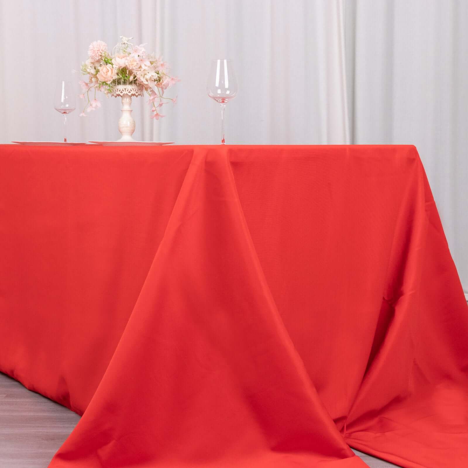 Premium Polyester 90"x156" Rectangle Tablecloth Red - Seamless 220GSM Stain-Resistant Table Cover
