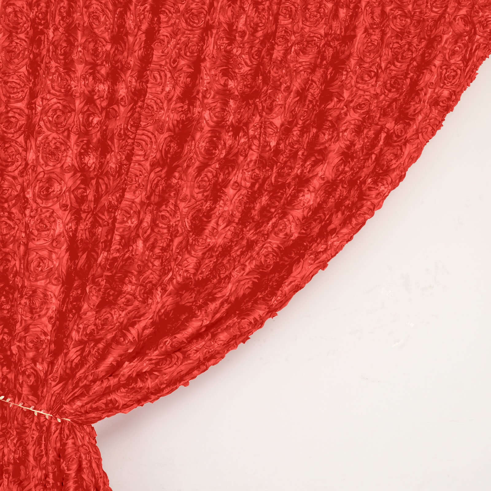 8ftx8ft Red Satin Rosette Event Curtain Drapes, Backdrop Event Panel