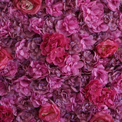 13 Sq ft. Violet Purple UV Protected Assorted Flower Wall Mat Backdrop - 4 Artificial Panels