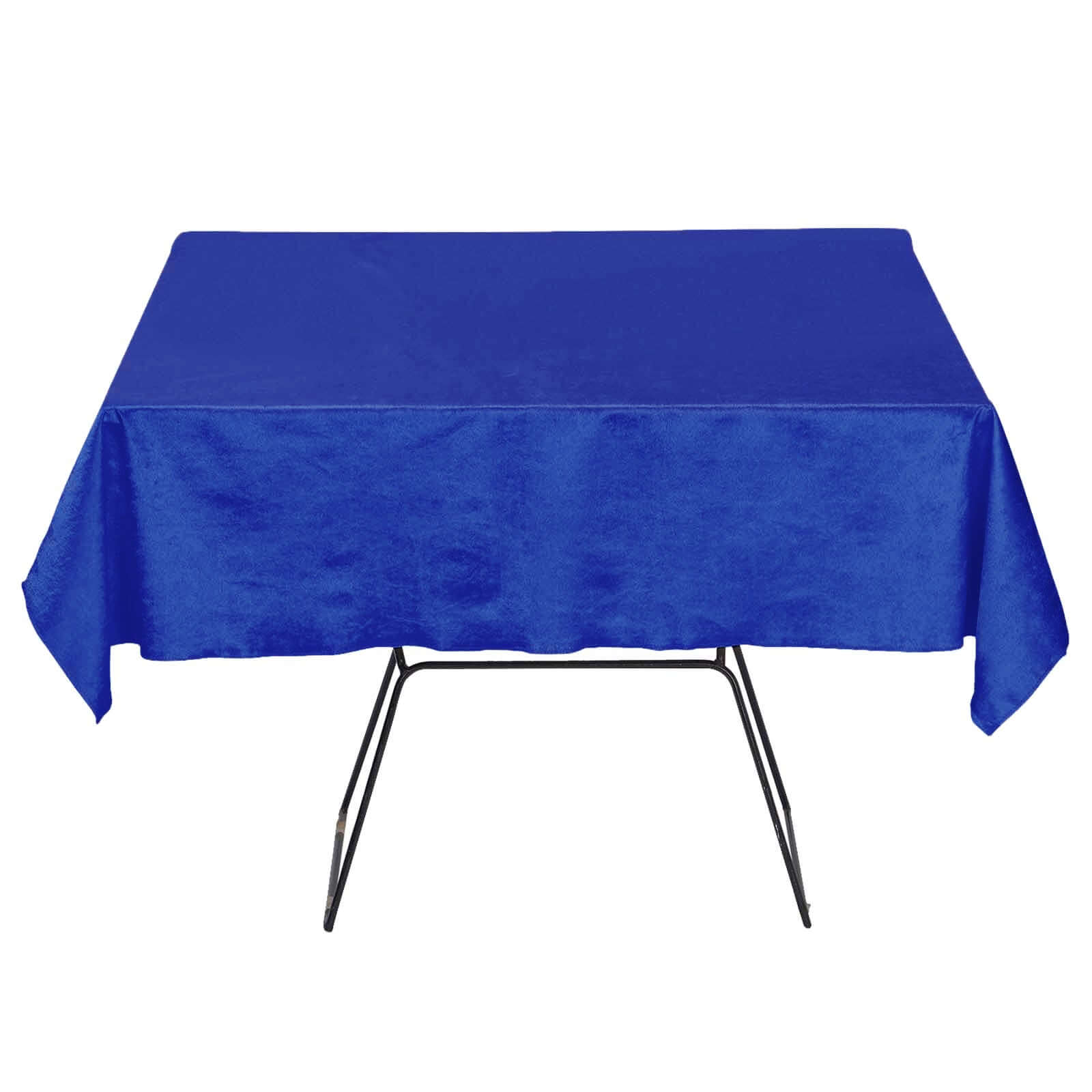 54"x54" Royal Blue Seamless Premium Velvet Square Tablecloth, Reusable Linen