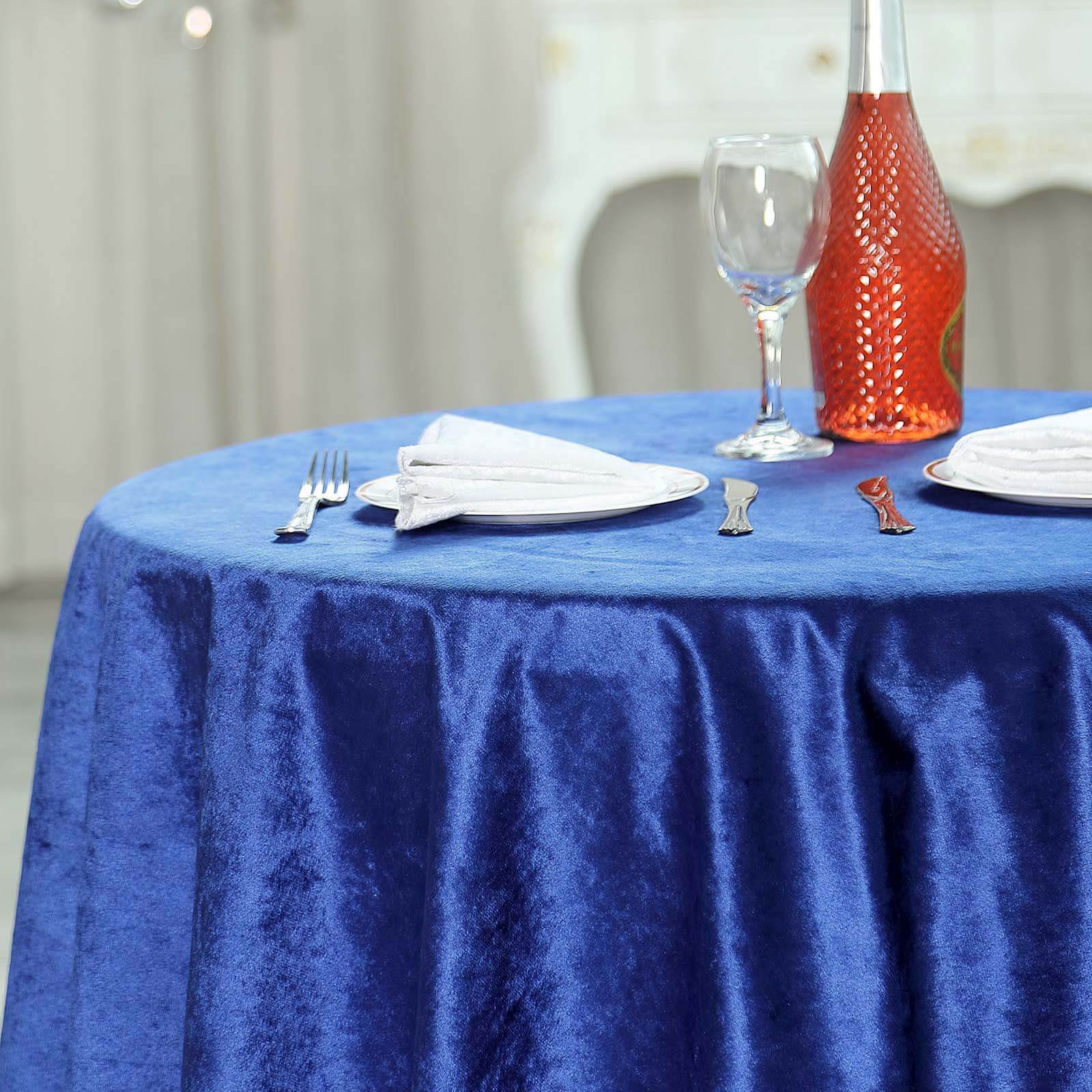 72"x72" Royal Blue Premium Soft Velvet Table Overlay, Square Tablecloth Topper