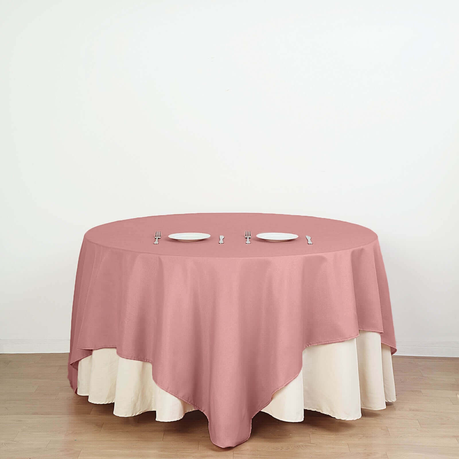 Polyester Square 90"x90" Tablecloth Dusty Rose - Wrinkle-Resistant & Durable Table Cover