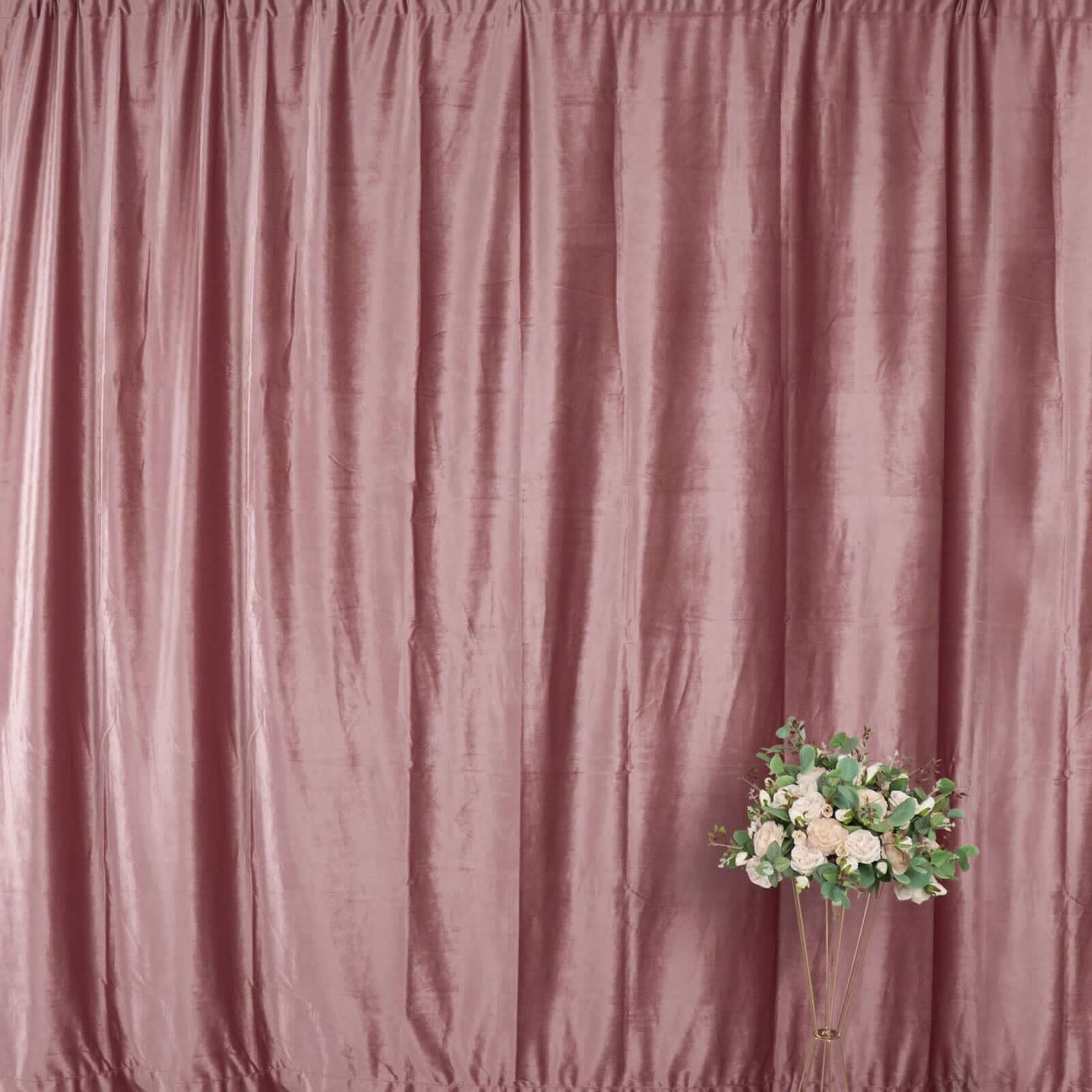 8ftx8ft Dusty Rose Premium Smooth Velvet Event Curtain Drapes, Privacy Backdrop Event Panel with Rod Pocket