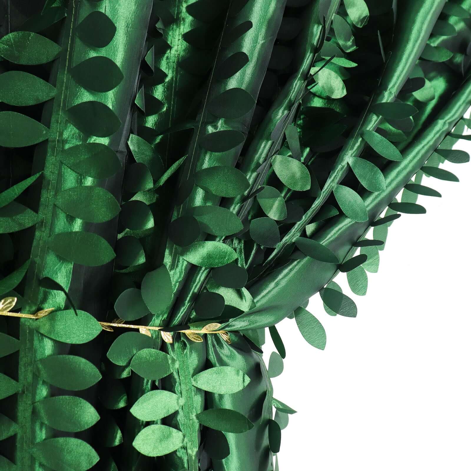 8ftx8ft Green 3D Leaf Petal Taffeta Event Curtain Drapes, Backdrop Event Panel With Rod Pocket