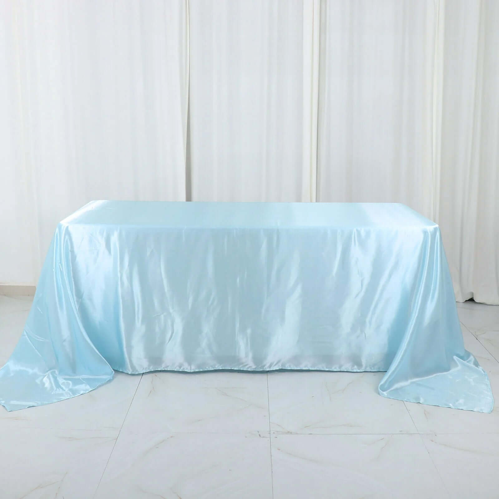 Satin Rectangular 90"x132" Tablecloth Light Blue Satin - Seamless Table Cover