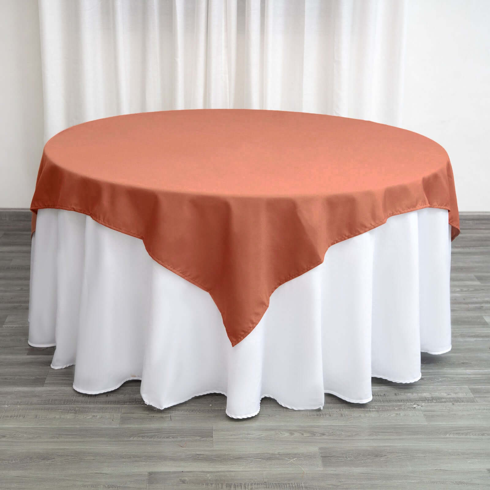 Polyester Square 70"x70" Tablecloth Terracotta (Rust) - Wrinkle-Resistant & Durable Table Cover
