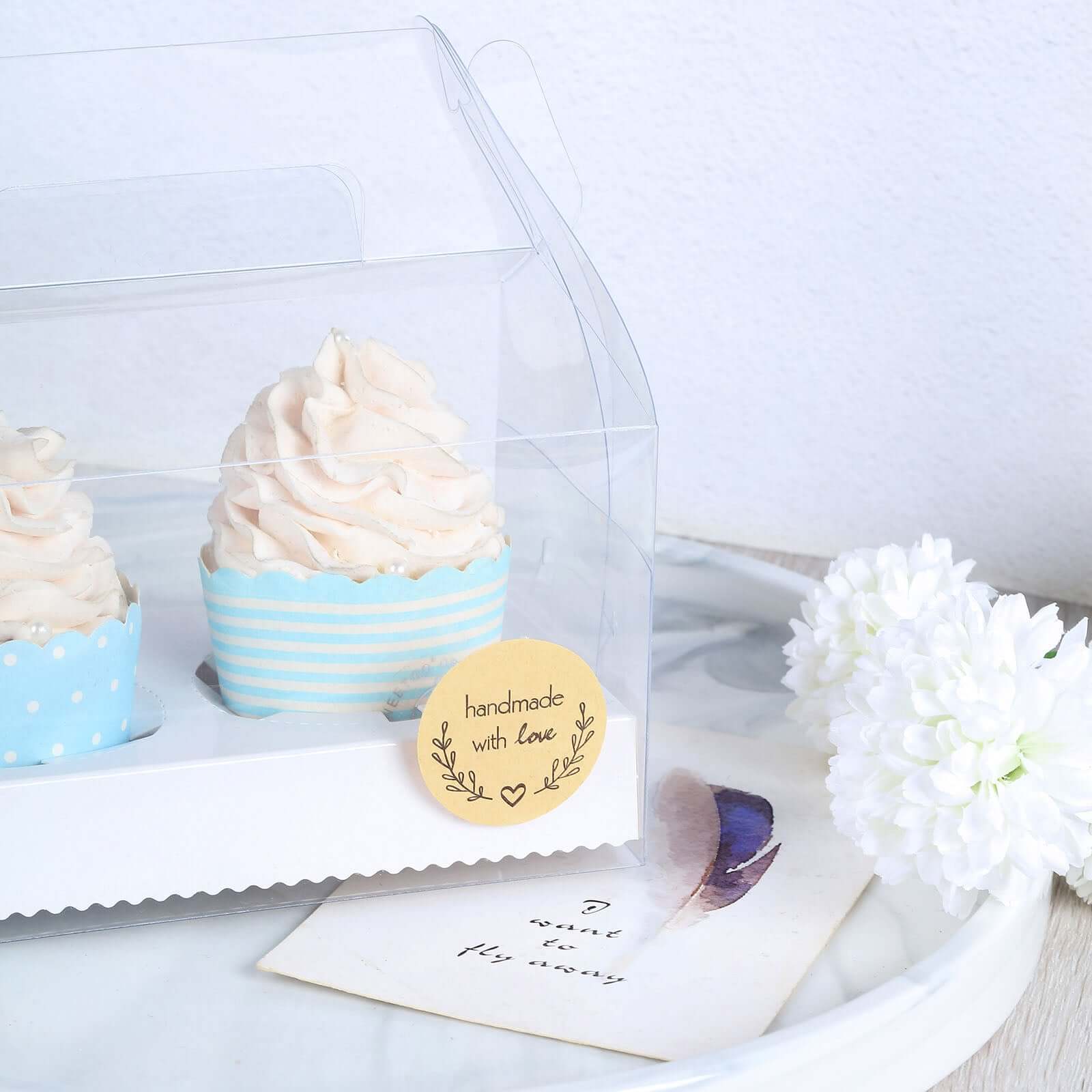 500Pcs 1.5” Handmade with Love Olive Branch Stickers Roll, Cookie and Bakery Box Labels - Round